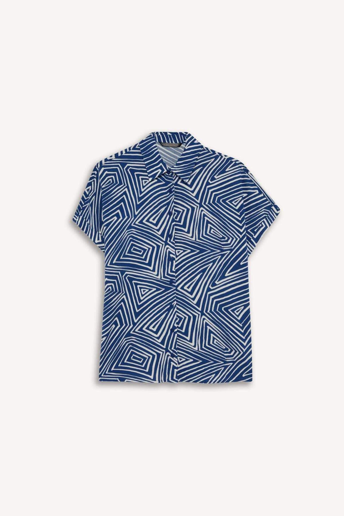 DeFacto-Regular Fit Print Short Sleeve Shirt C9621Ax25Sp 7