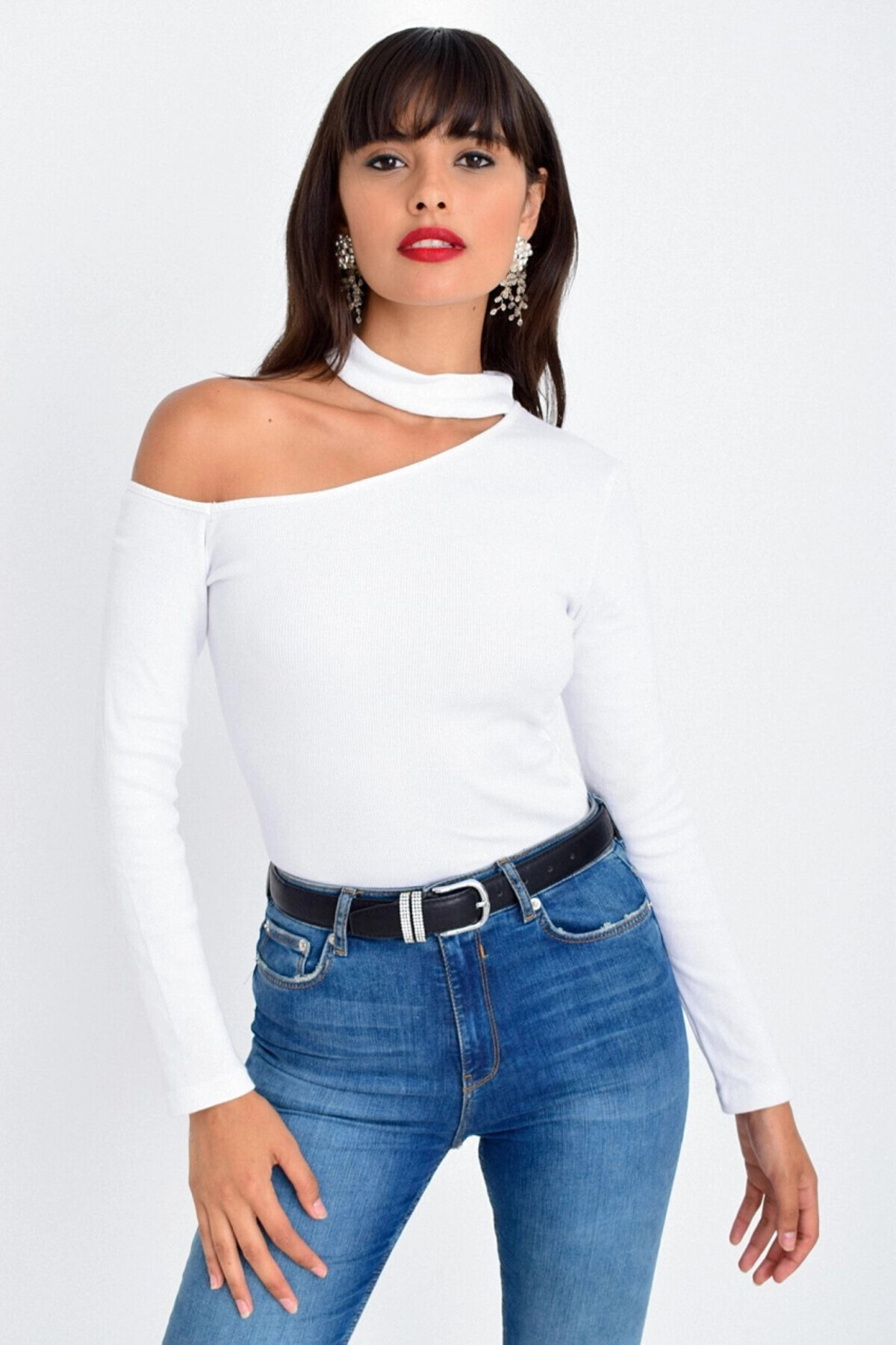 Cool & Sexy-Γυναικεία Λευκή Μπλούζα με έναν ώμο Camisole Cg53 7