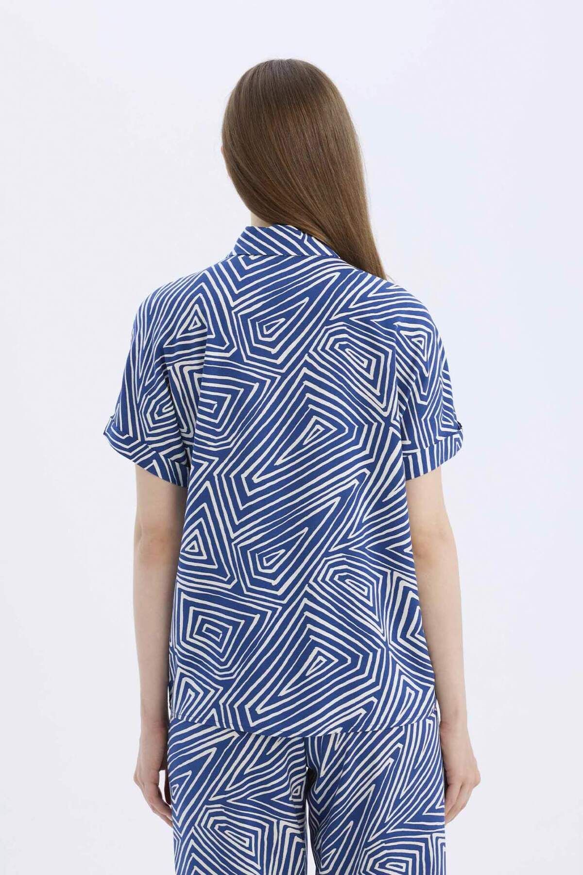 DeFacto-Regular Fit Print Short Sleeve Shirt C9621Ax25Sp 6