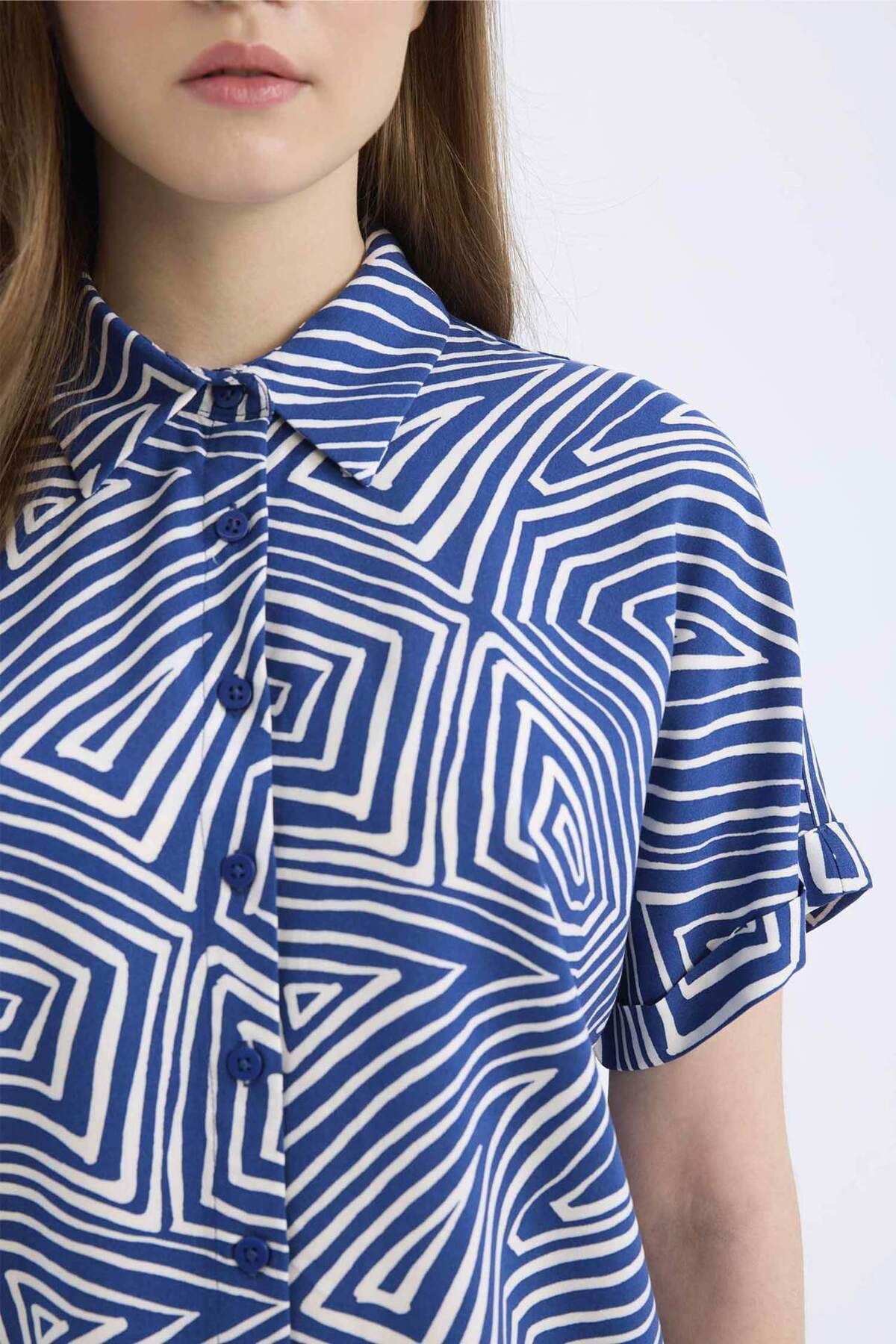 DeFacto-Regular Fit Print Short Sleeve Shirt C9621Ax25Sp 5