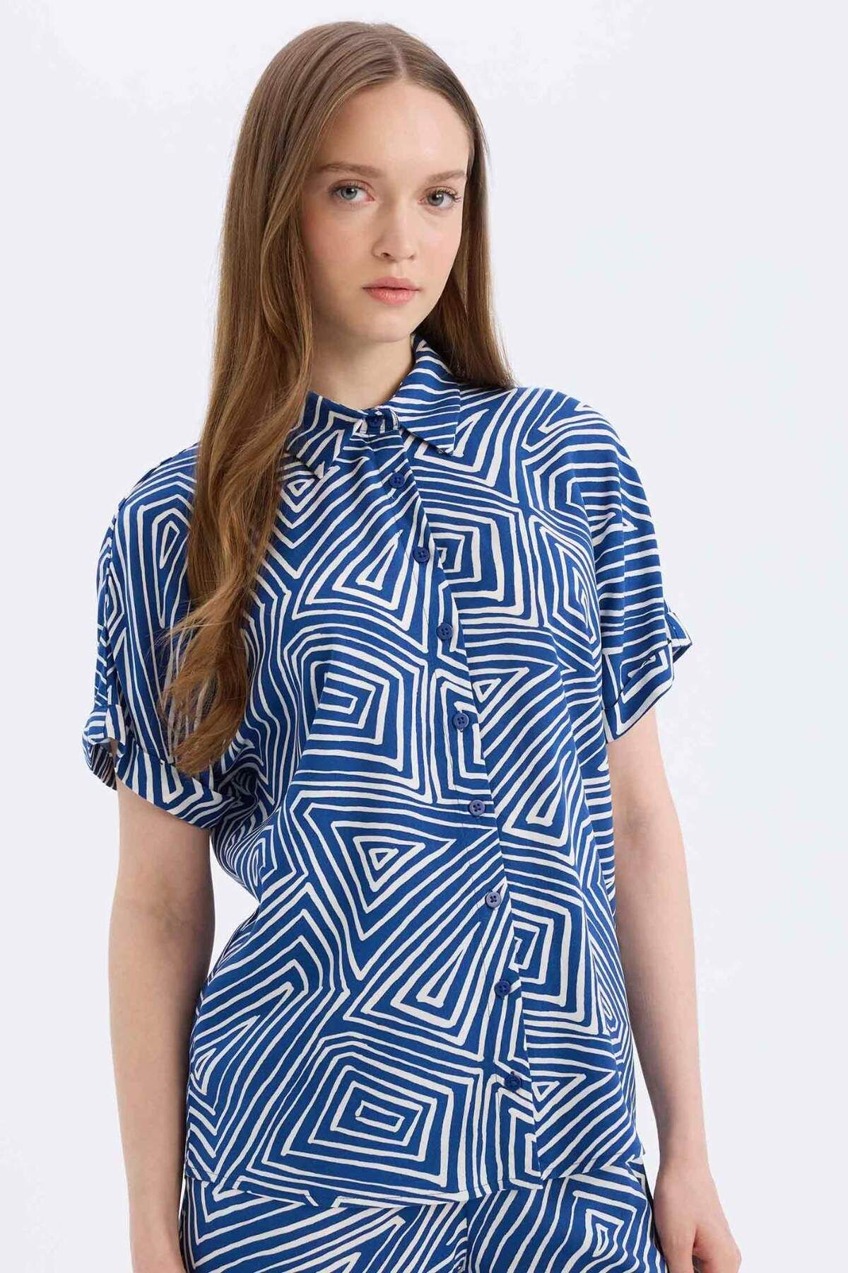 DeFacto-Regular Fit Print Short Sleeve Shirt C9621Ax25Sp 1