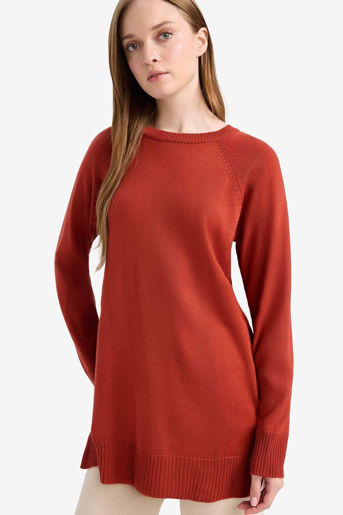 DeFacto-Regular Fit Crew Neck Basic Απλό Μακρυμάνικο Μπλουζάκι C4474AX25WN 3