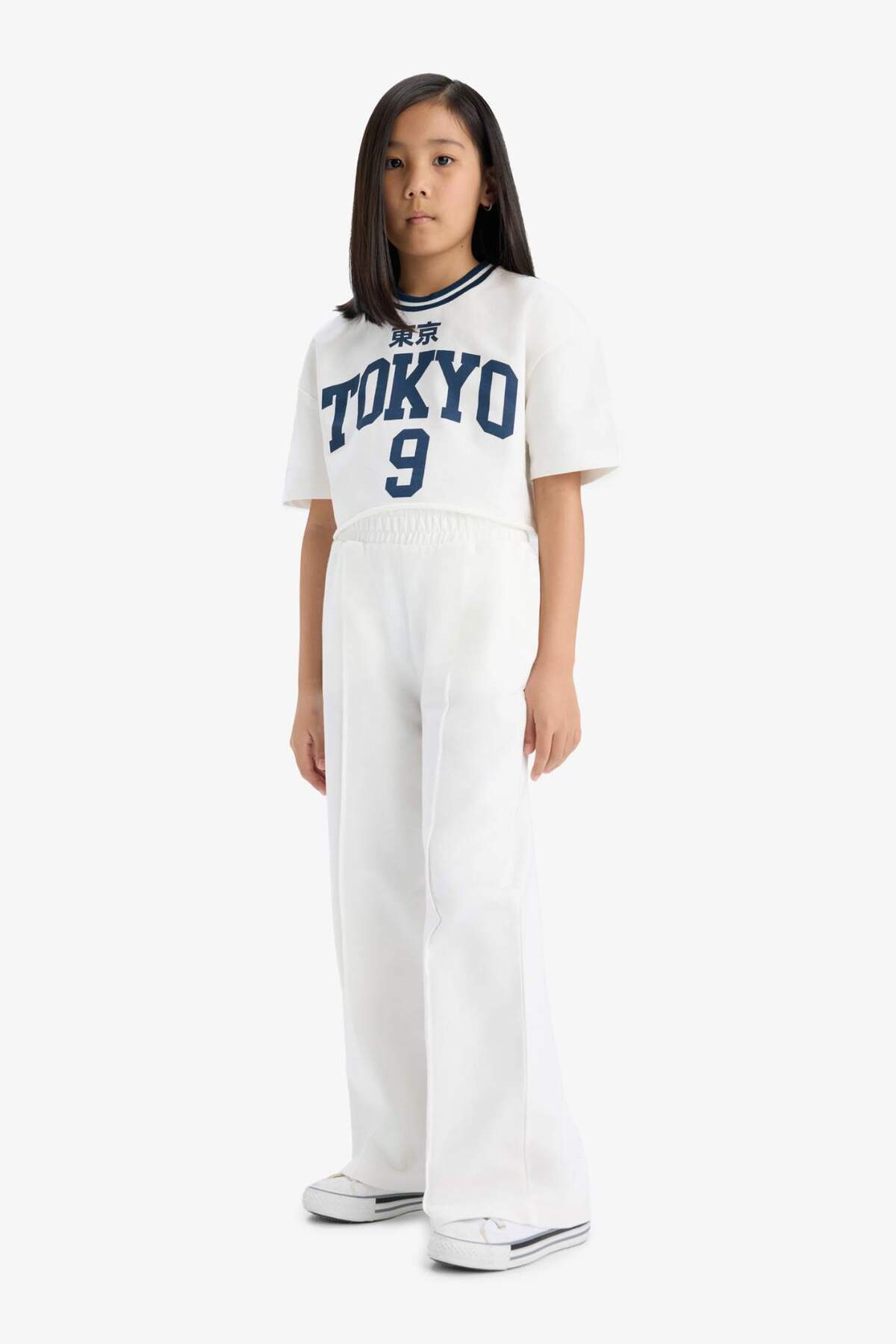 DeFacto-Girls' 2-Piece Set Printed Short-Sleeved T-Shirt with Elastic Waist Sweatpants E6413A825Au 2