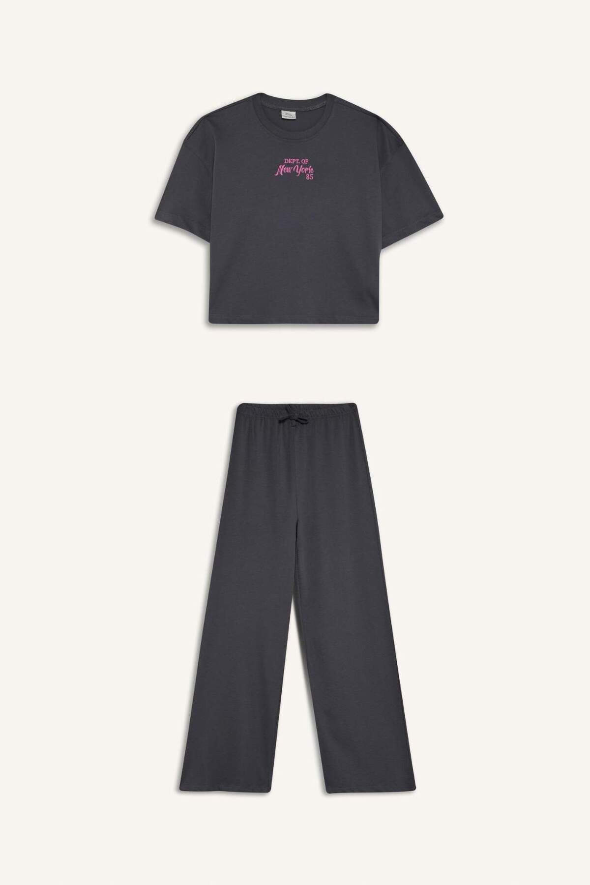 DeFacto-Set de 2 bucăți pentru fete, tricou imprimat cu mânecă scurtă, talie elastică, fund lung F5035A825AU 8