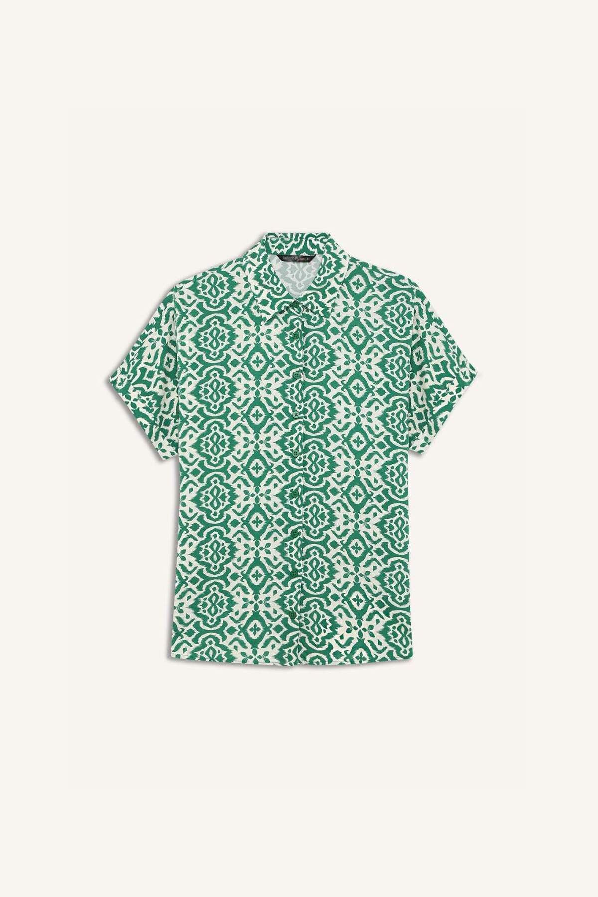 DeFacto-Regular Fit Print Short Sleeve Shirt C9621Ax25Sp 8