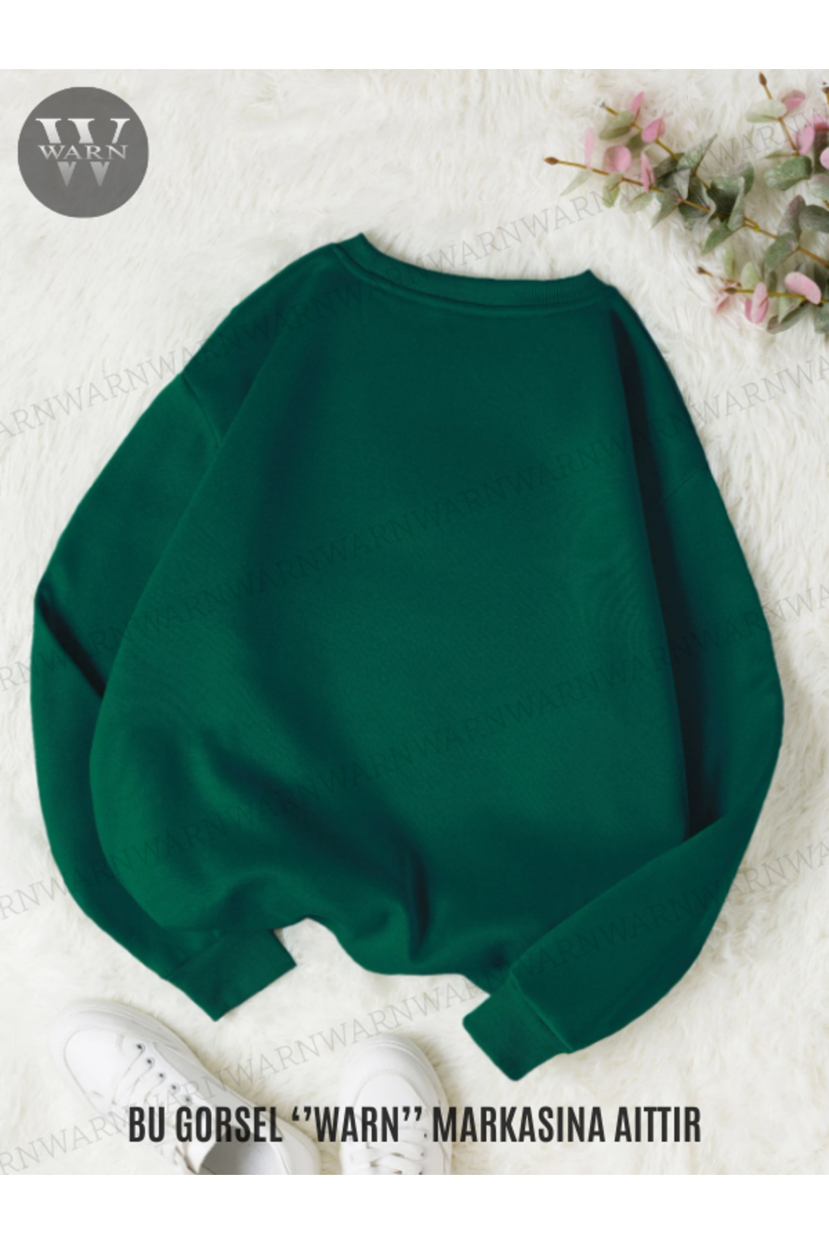 warn Unisex Bisiklet Yaka Sweatshirt 3 İplik Renkli Kışlık Pamuklu görsel 2