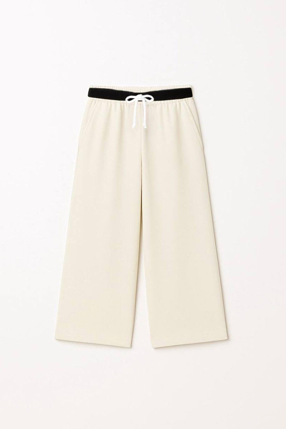 Monila-Girl's Wide Leg Waist Detailed Woven Trousers 1