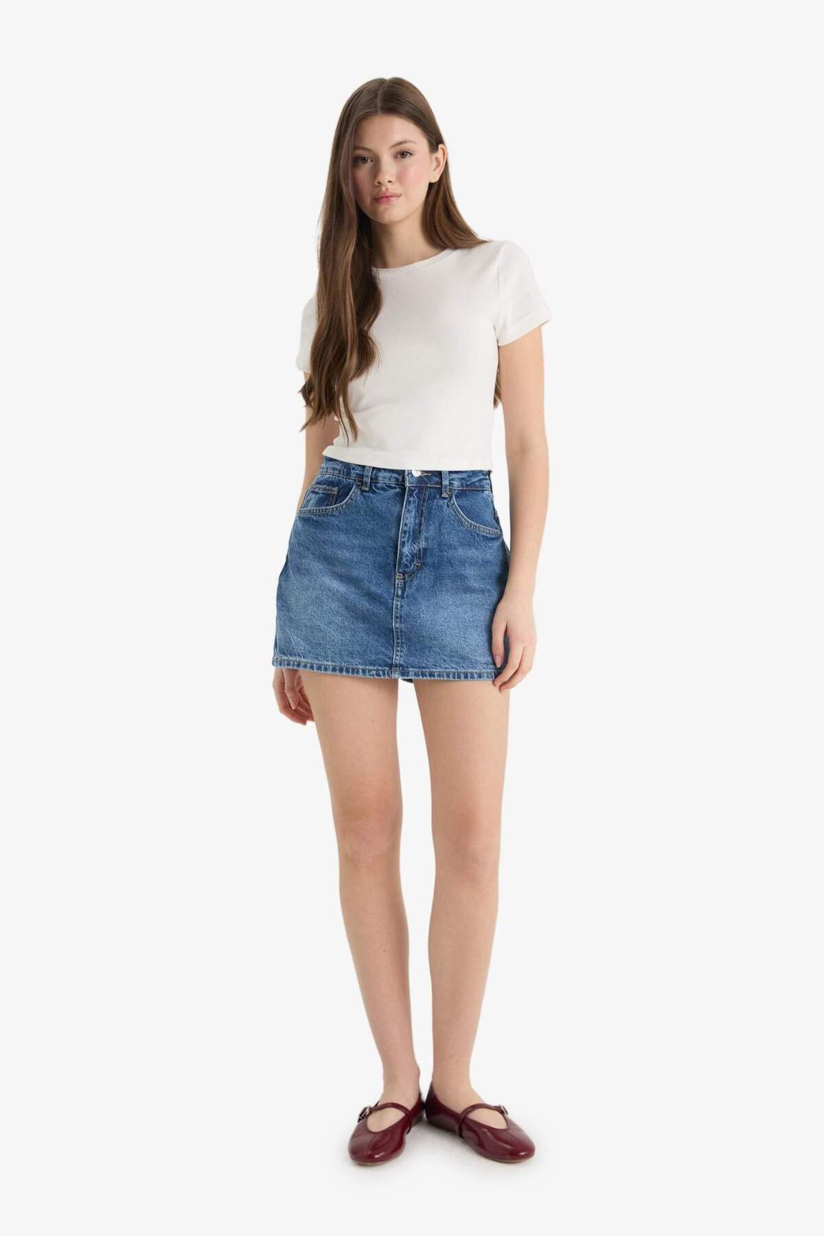 DeFacto-High Waist Jean Shorts Skirt E0567Ax25Sm 5
