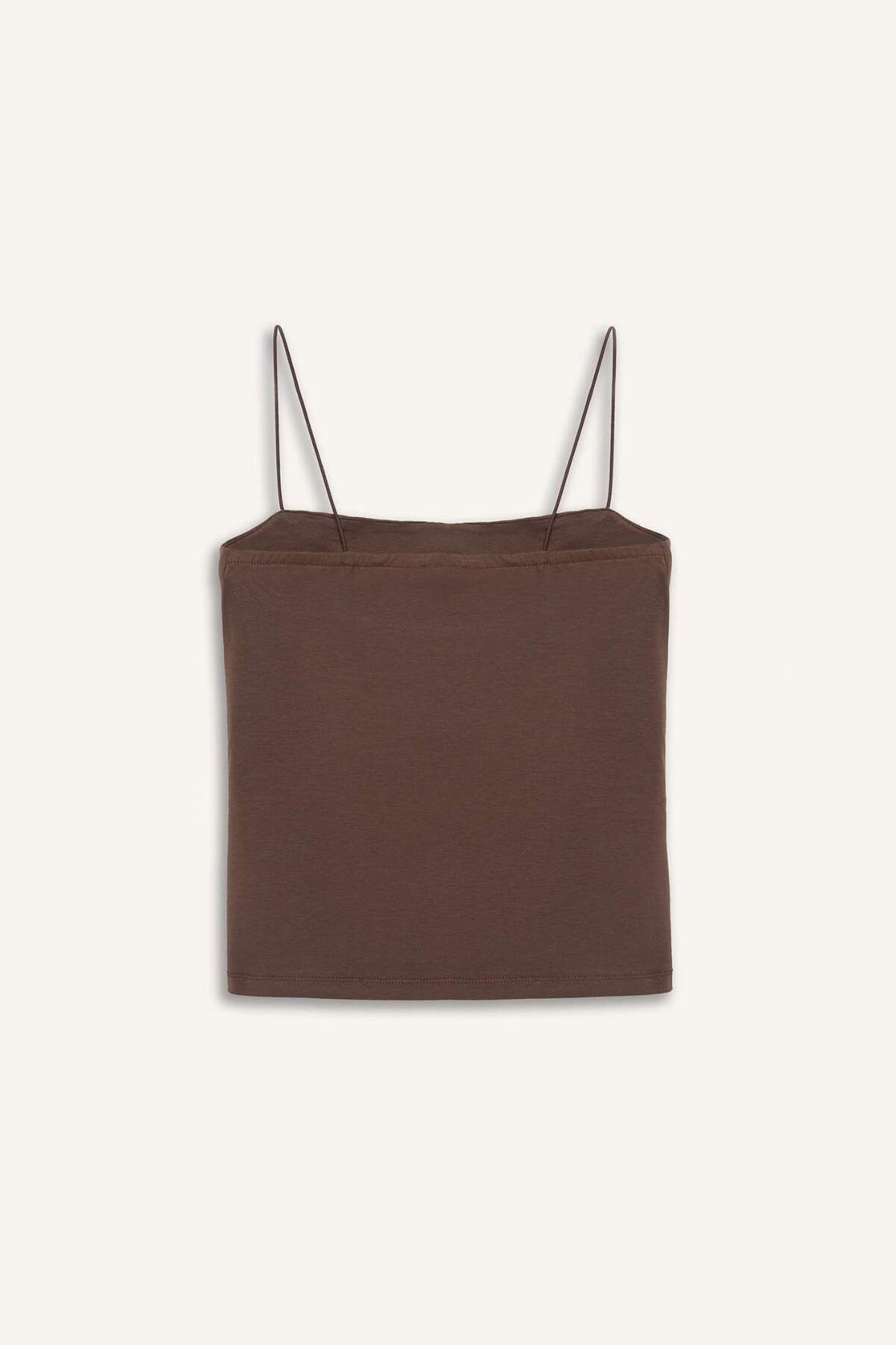 DeFacto-Fitted Square Neck Basic Plain Strap Undershirt F5196Ax25Sm 8