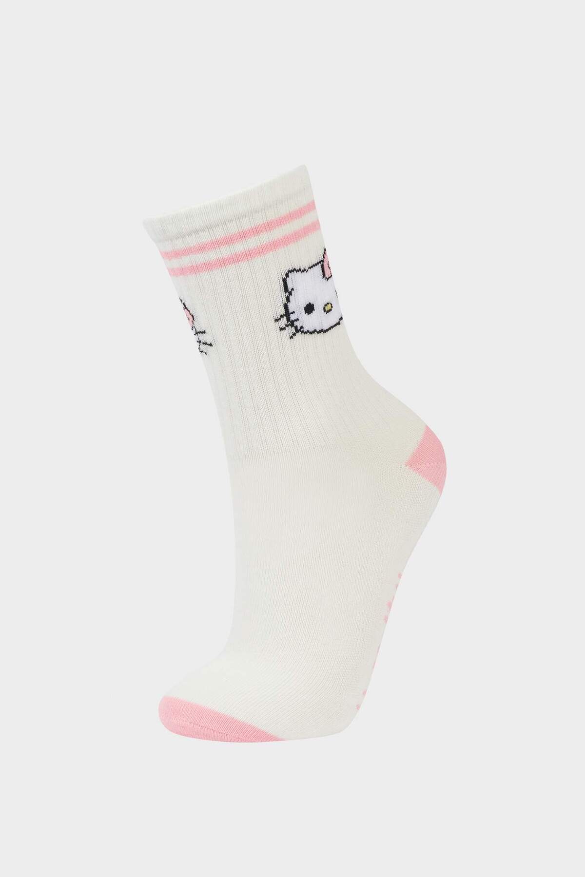 DeFacto-Комплект от 3 памучни дълги чорапи за момичета Hello Kitty F6704A8NS 3
