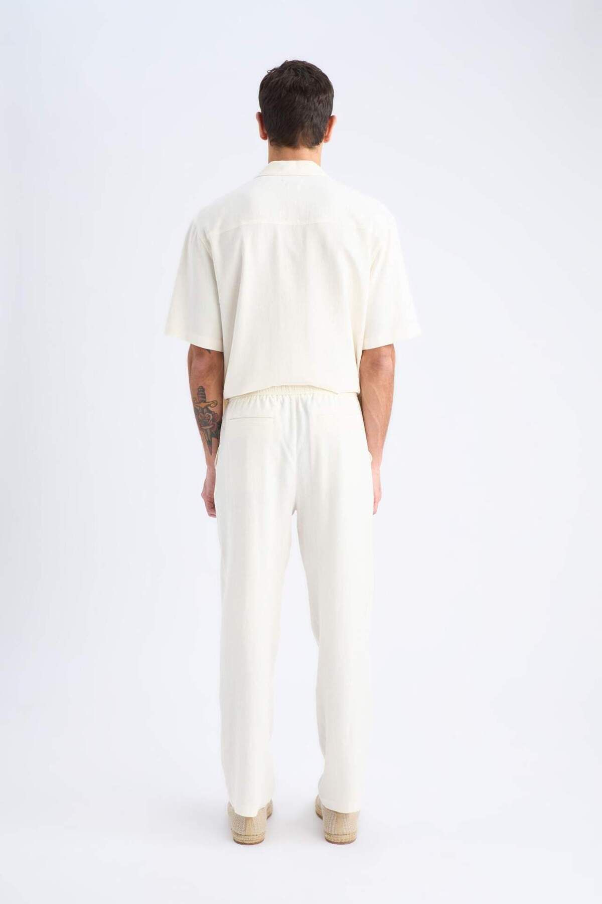 DeFacto-Summer Viscose Jogger Pants Regular Fit Regular Cut Linen Blended Straight Leg with Pockets B4867Ax25Sm 7