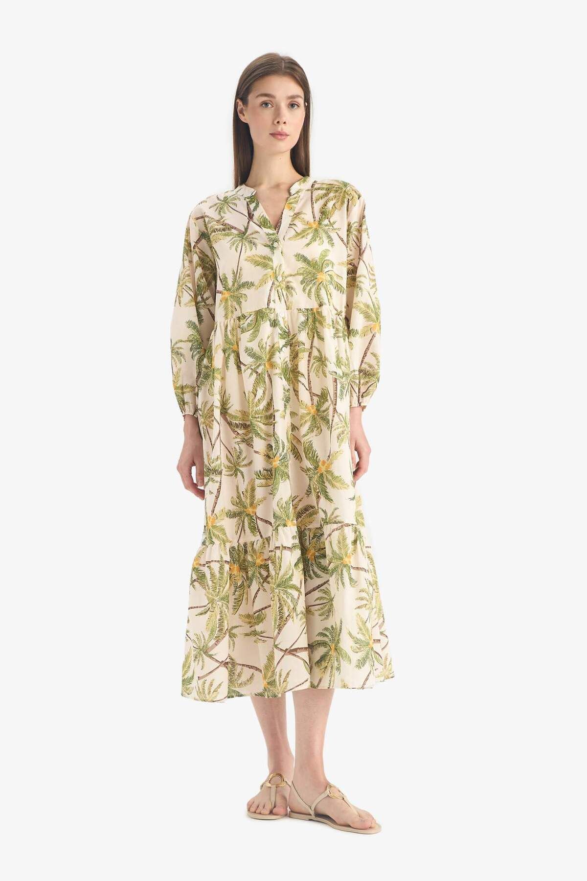 DeFacto-Tropisch gemustertes Voile-Strandkleid – Fall in Love E7745AX25SP 2