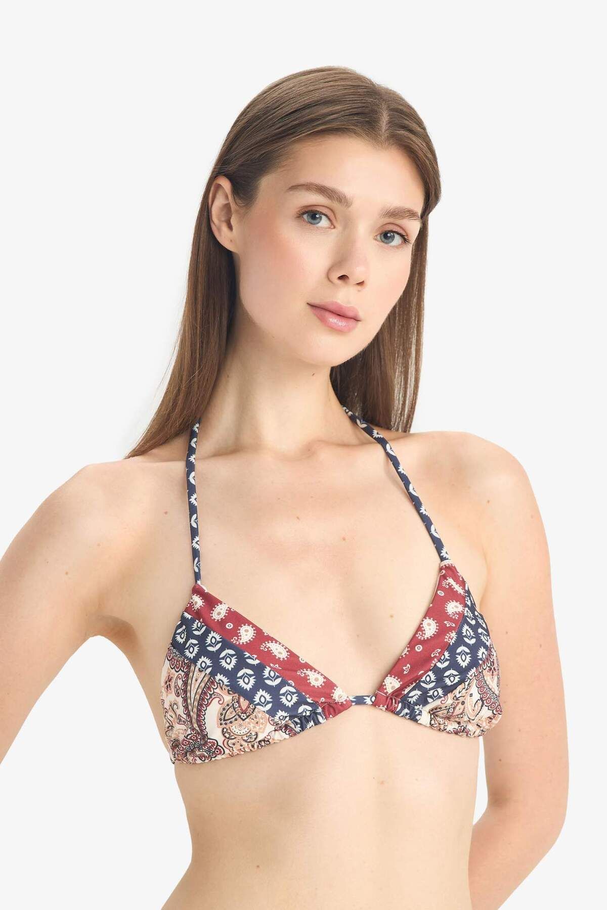 DeFacto-Regular Fit Patterned Bikini Top-Fall in Love E4892Ax25Sm 3