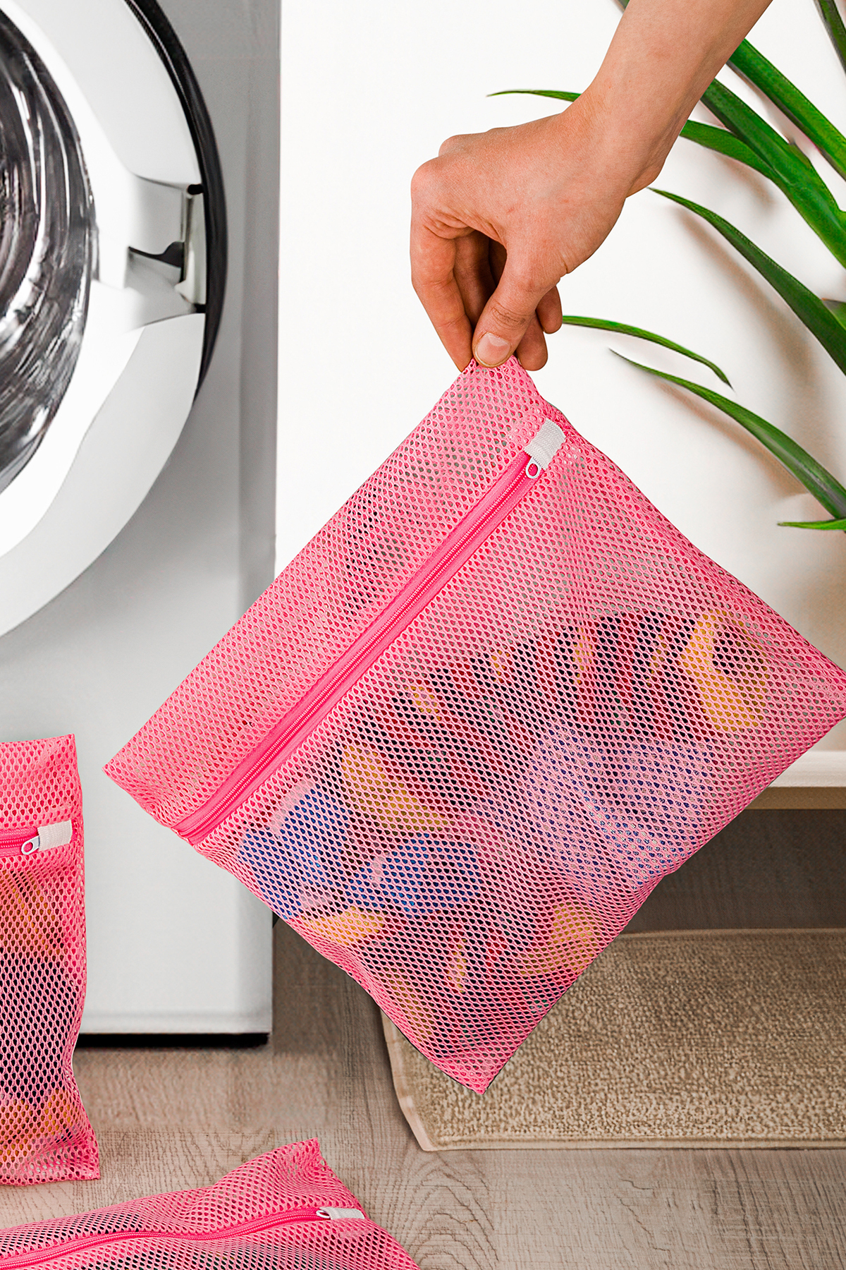 İNKOHA 3 Adet Bebek Çocuk Çorap Yıkama Filesi Pembe fotoğrafı 3 (önizleme)