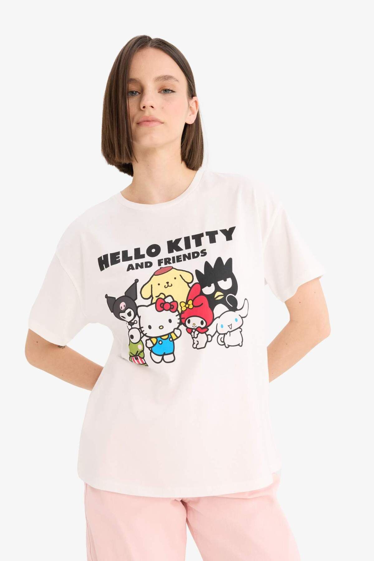 DeFacto-Cool Hello Kitty Oversize Pattern Back Printed Ad/Shoes (E6157Ax25Sm) 3