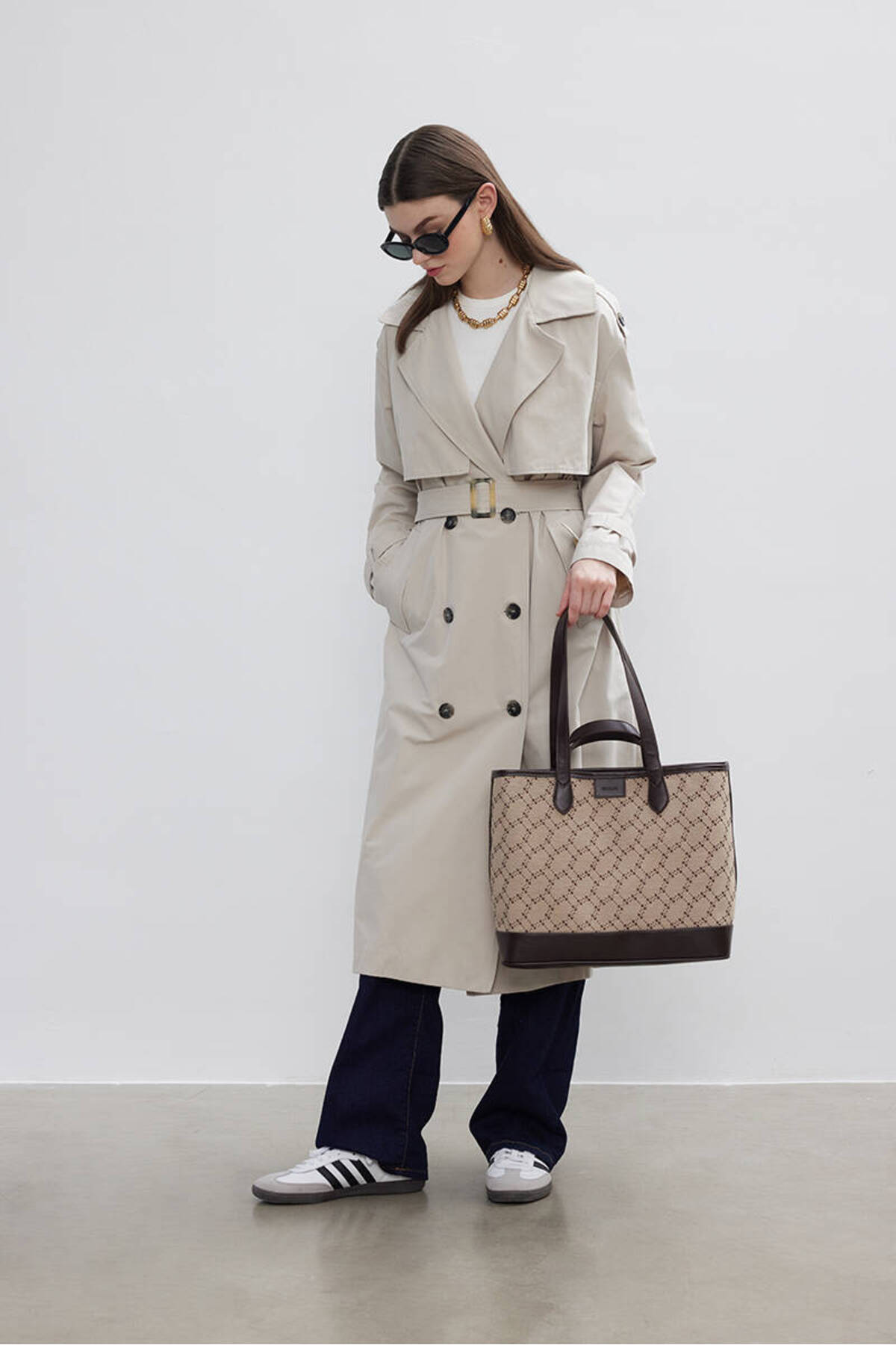 BE BLUE-Stone Trench Coat with Double WindbReakeR 5
