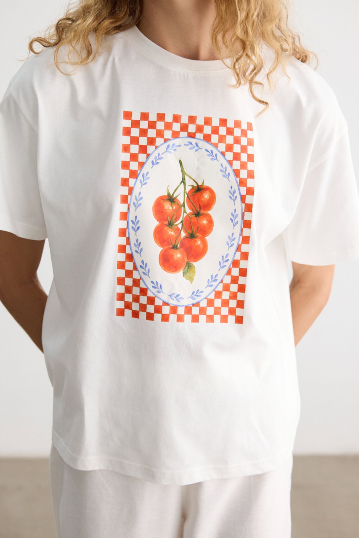 BE BLUE-TRIOC CU MÂNECI SCURTĂ CU IMPRIMARE TOMATE 3