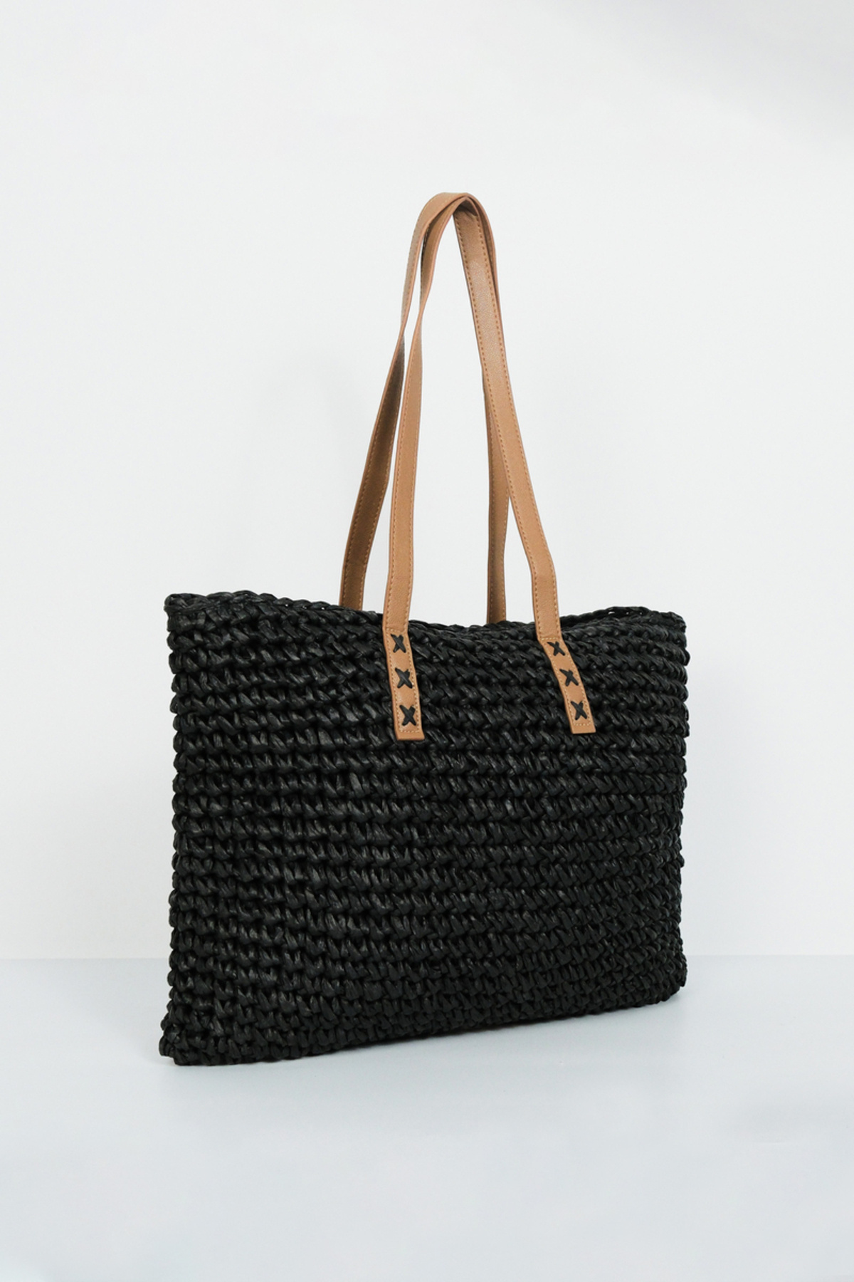 BE BLUE-Black Leather Handle Wicked Bag 2