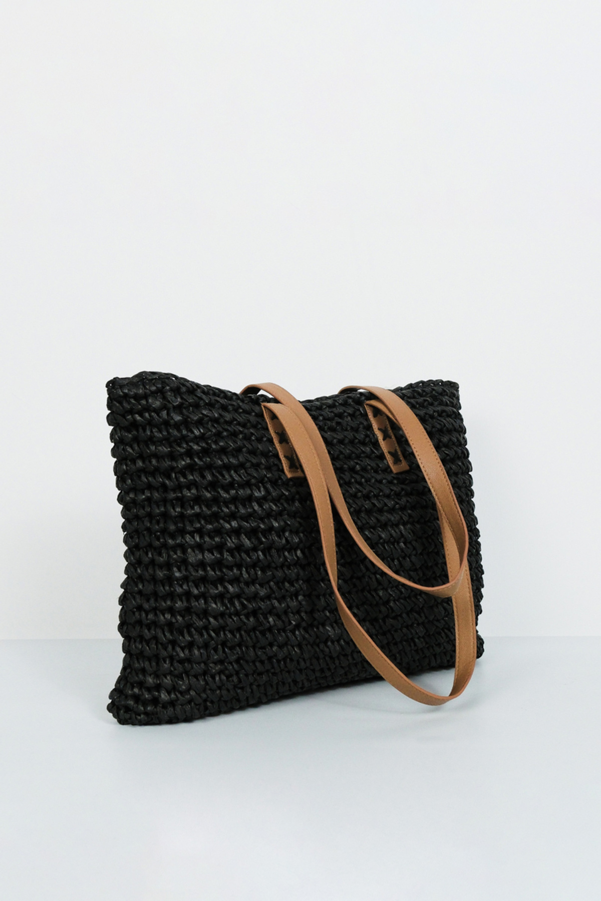 BE BLUE-Black Leather Handle Wicked Bag 5