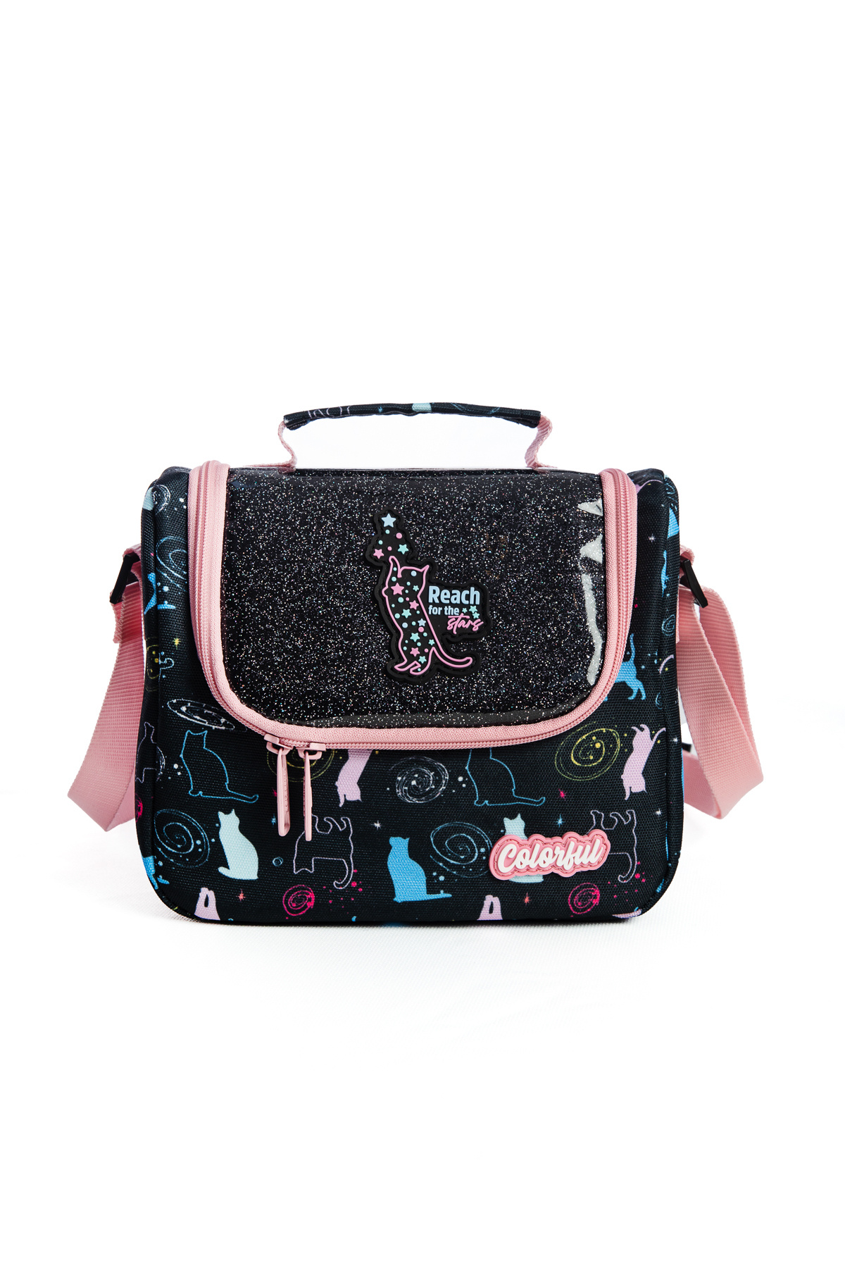 Colorful Maxim Stars Beslenme Çantası - Kedi ve Yıldız Temalı Isı Yalıtımlı Su Geçirmez Termal Çanta
