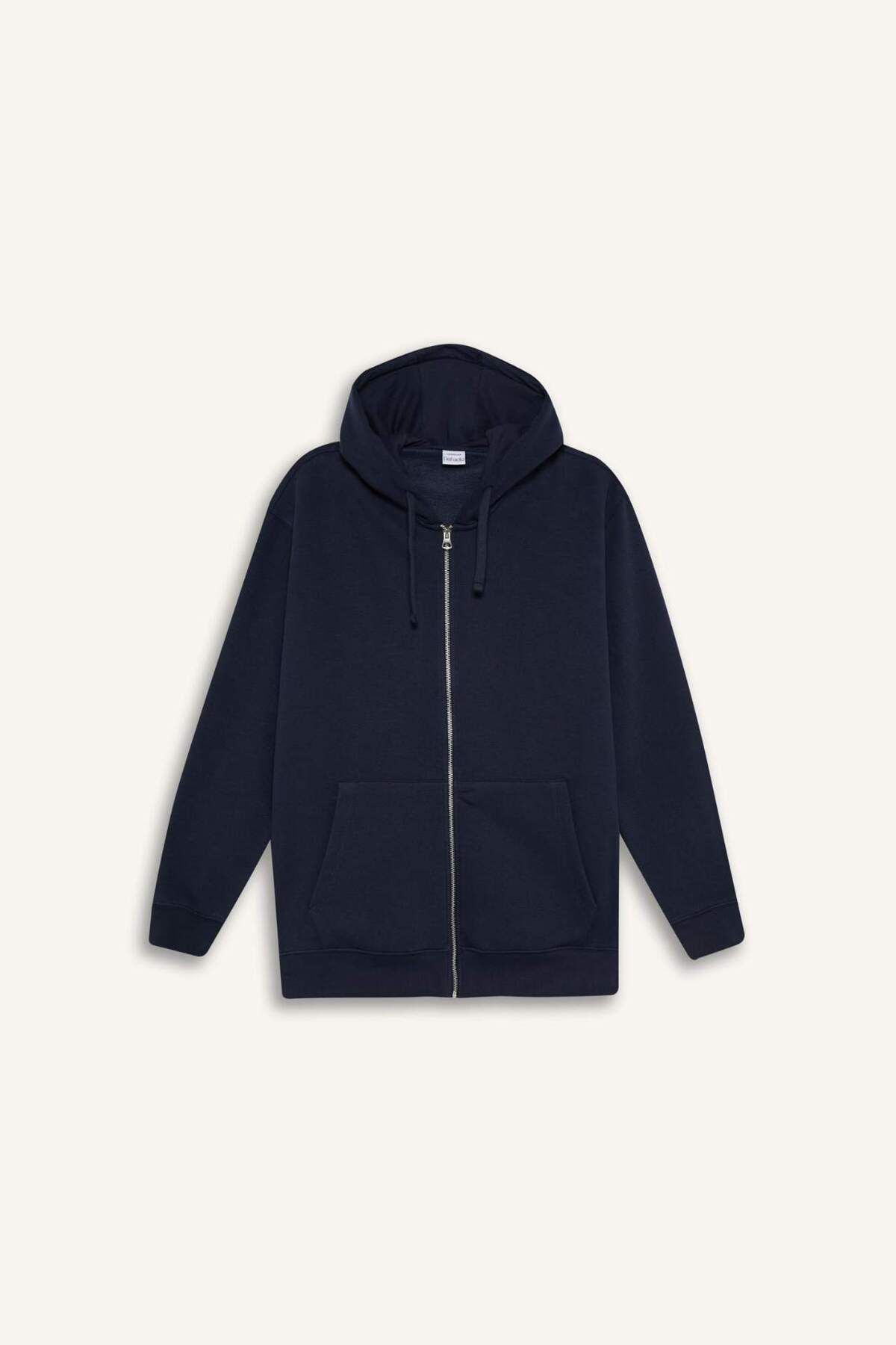 DeFacto-Comfort Fit Kapuzenpullover mit weichem, flauschigem Basic-Sweatshirt mit geradem, dickem Reißverschluss D7599AX25SP 7