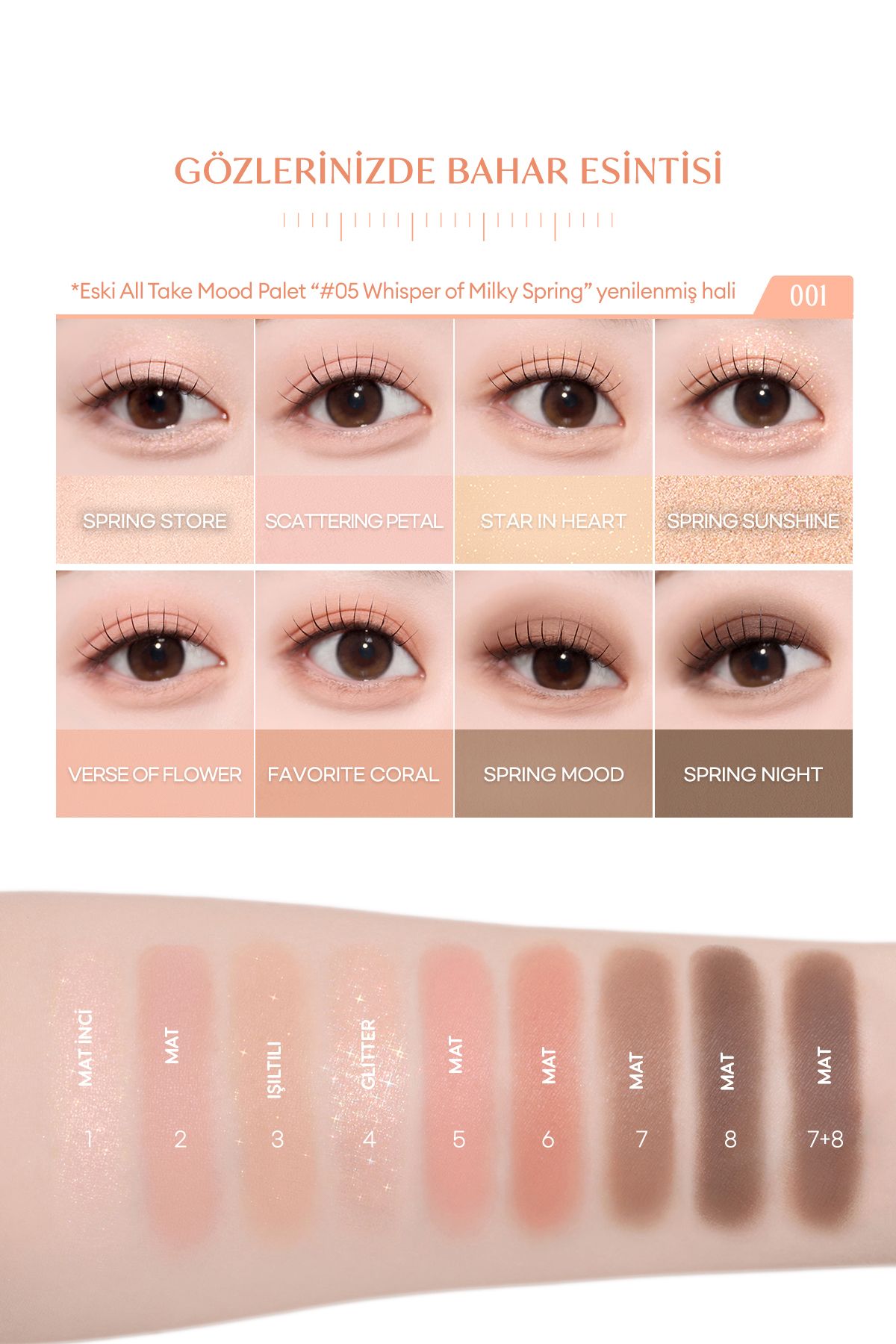 PERIPERA-Peripera All Take Mood Palette 001 - 5 Different Pigmented Textured Headlight Palette, Whisper of Spring Coral 3