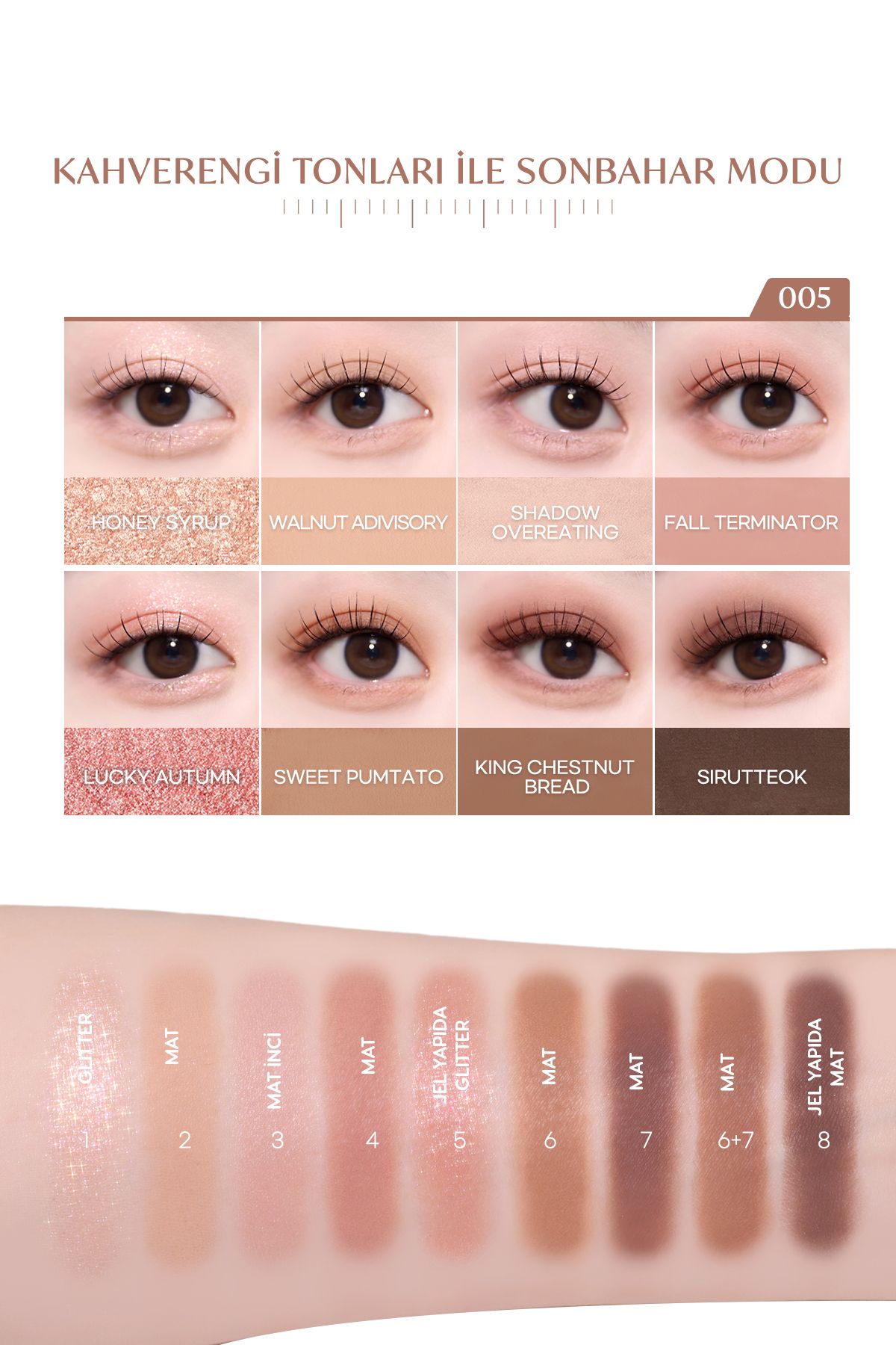 PERIPERA-Peripera All Take Mood Palette 005 - 5 Different Pigmented Textured Headlight Palette,'No Acorn Passes by Autumn' 3