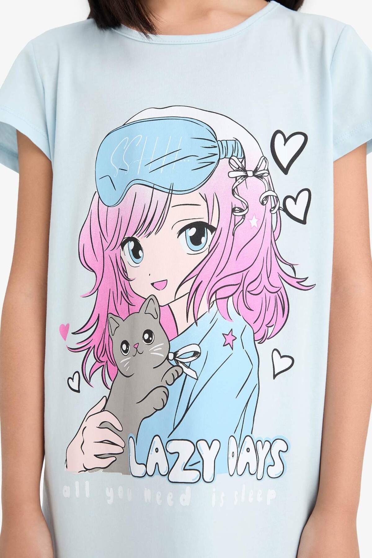 DeFacto-Rochie cu mânecă scurtă cu imprimeu anime pentru fete E6230A825SM 5
