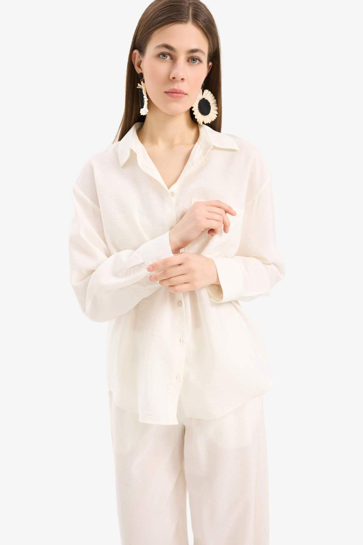 DeFacto-Regular Fit Beach Shirt-Fall in Love E1167Ax25Sm 5