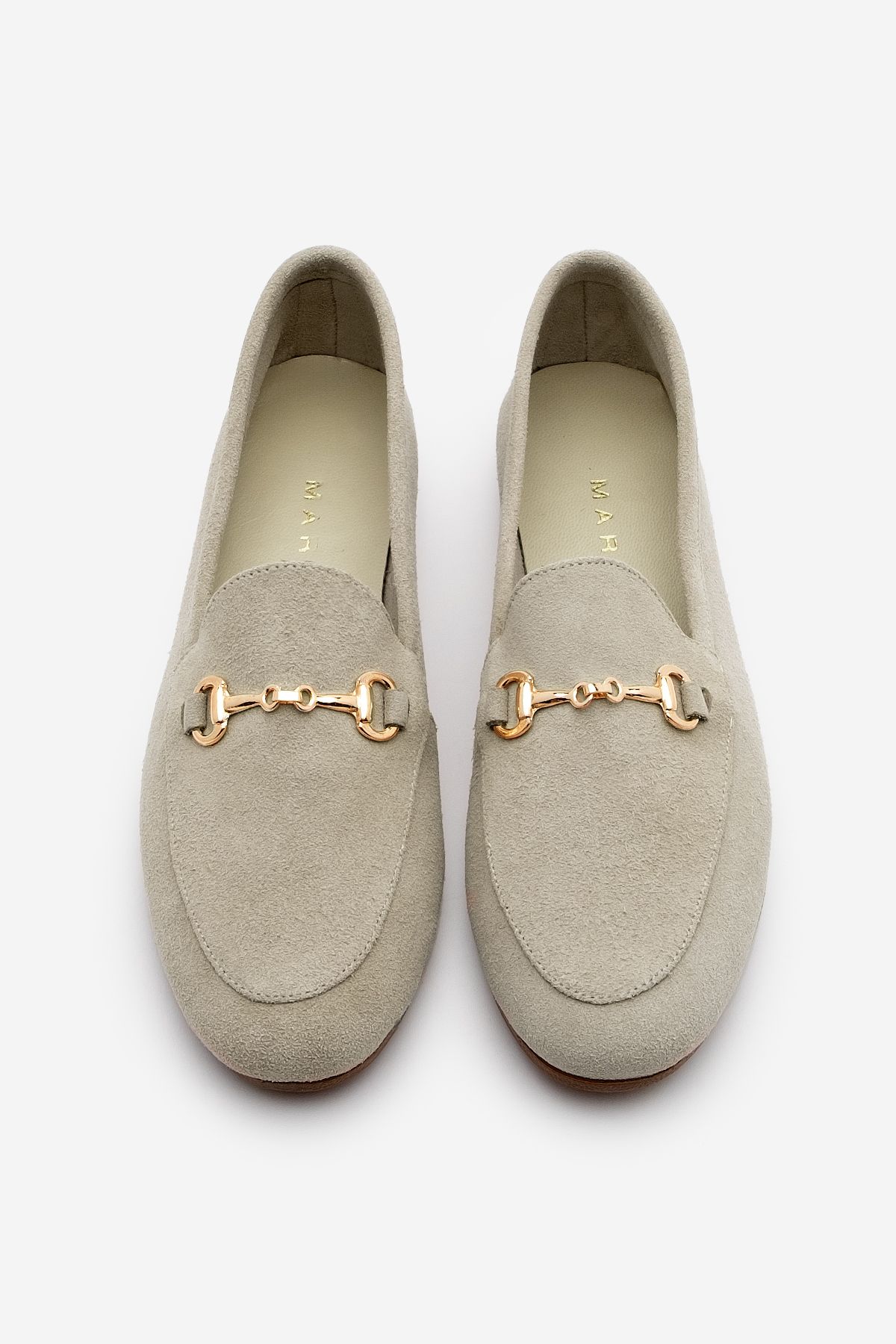 Marjin-Damen-Loafer aus beigem Wildleder – Freizeitschuhe aus echtem Leder und Kette 6