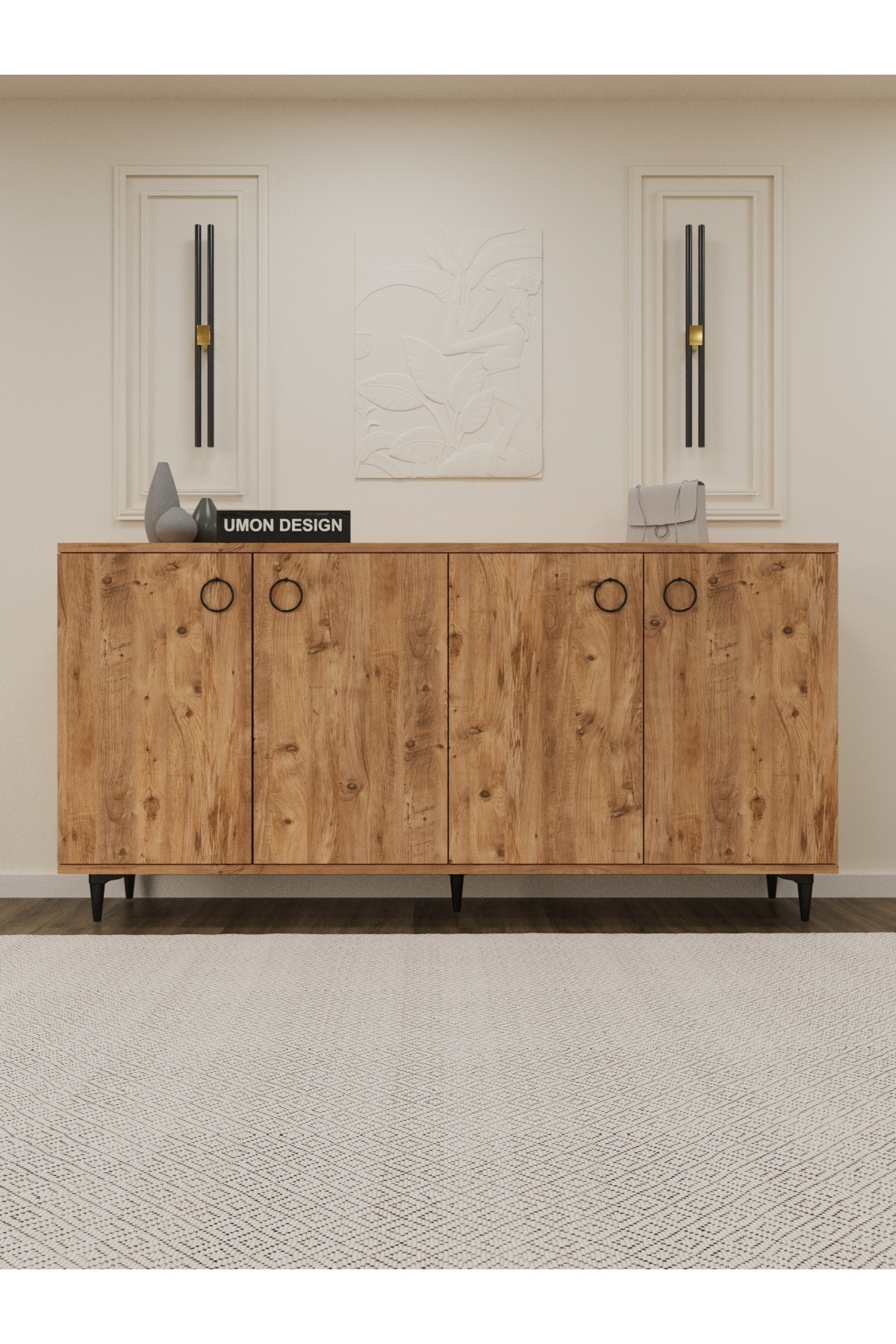 umondesign Roma Konsol, Çok Amaçlı Dolap, Ayakkabılık, Kahve Köşesi, TV Sehpası Modern Çam