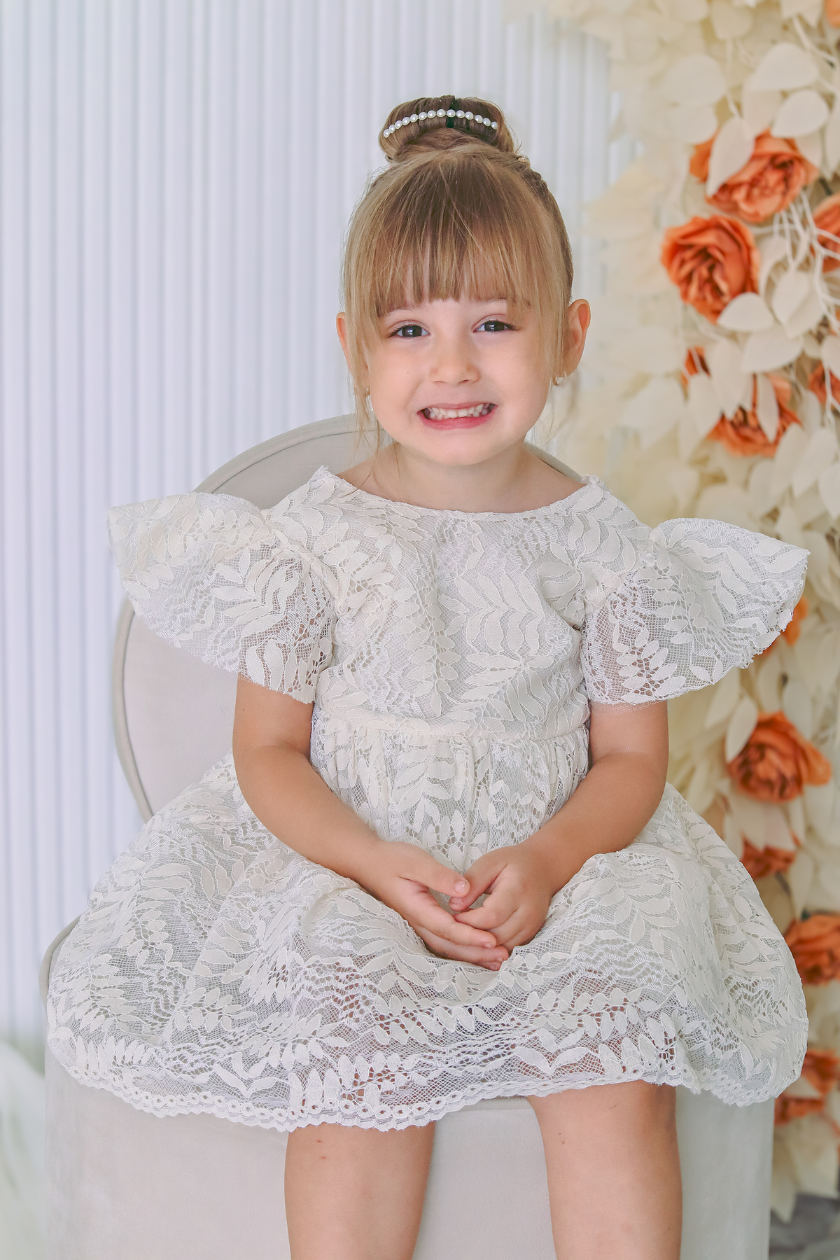 Baby Animals Kız Bebek Elbise Kız Çocuk Elbise Doğum Günü Parti Düğün Elbise Dantelli Kısa Kol Astarlı Elbise fotoğrafı 3 (önizleme)