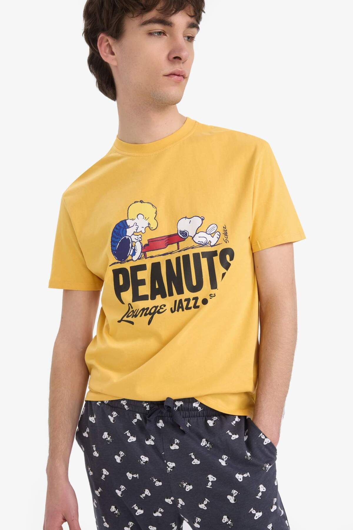 DeFacto-Set pijama Snoopy Regular Fit Top cu mânecă scurtă Talie cu șireturi Partea de jos lungă E0495AX25SP 5