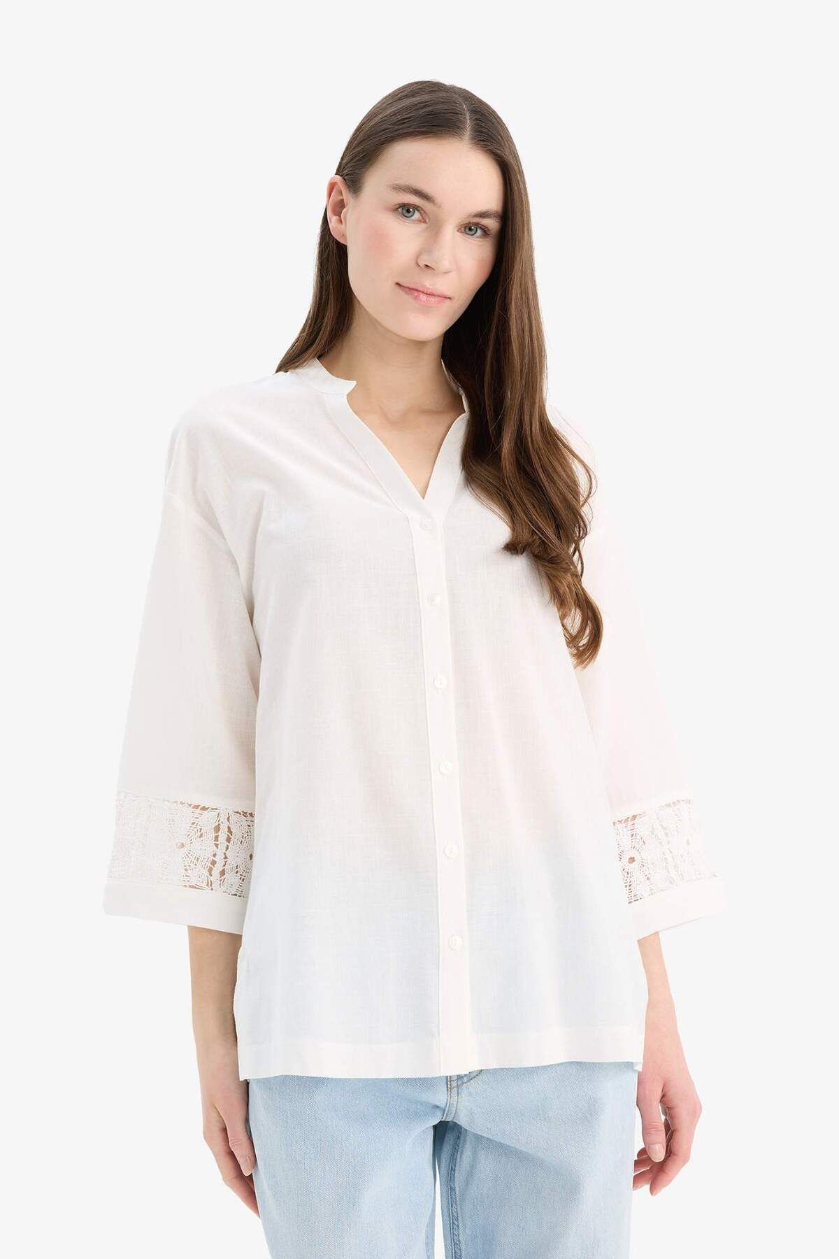 DeFacto-Relax Fit Apache Collar Basic μασίφ μακρυμάνικο πουκάμισο D5444AX25SP 3
