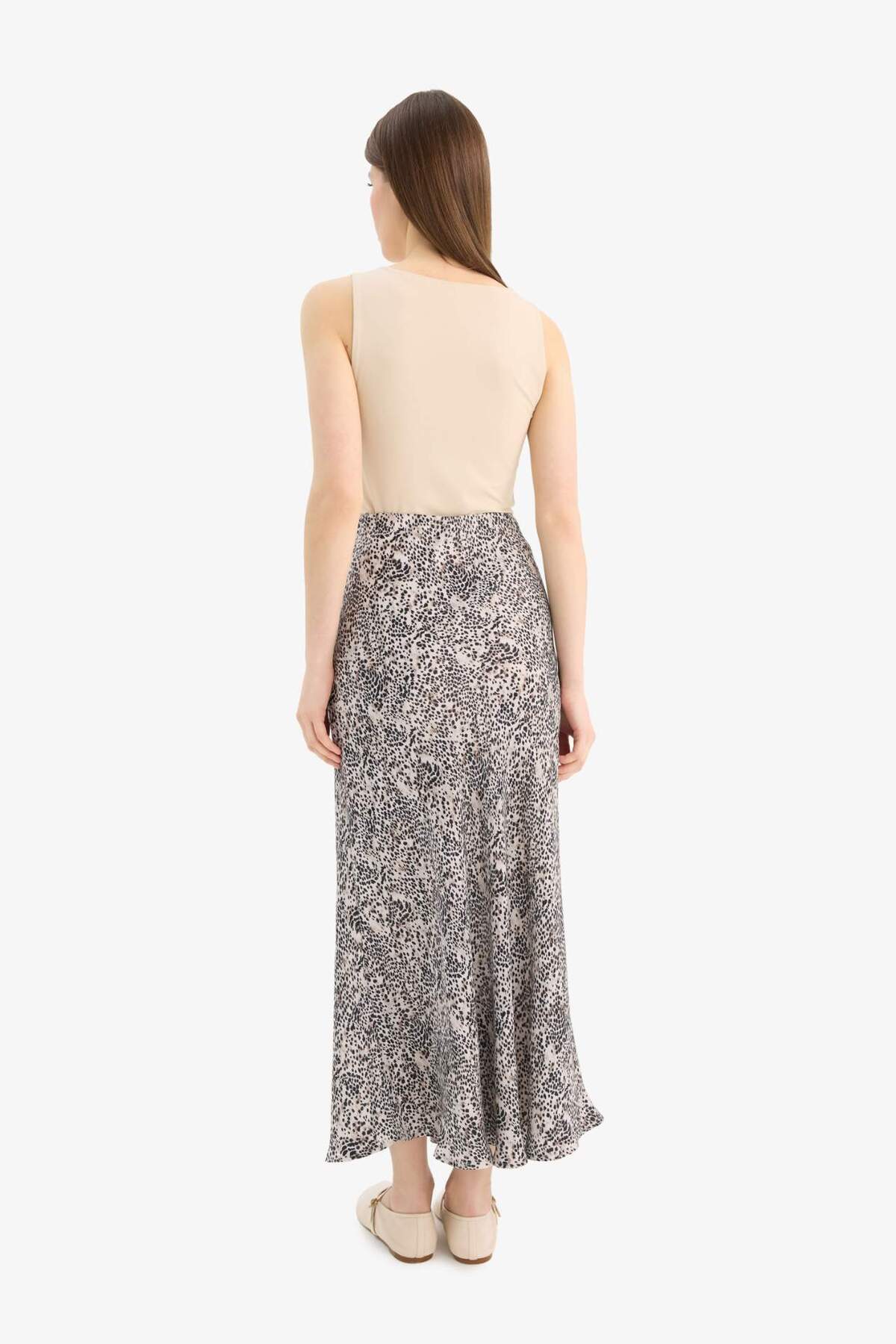 DeFacto-A-Line Leopard Pattern Regular Waist Midi Satin Skirt E7486Ax25Sp 6