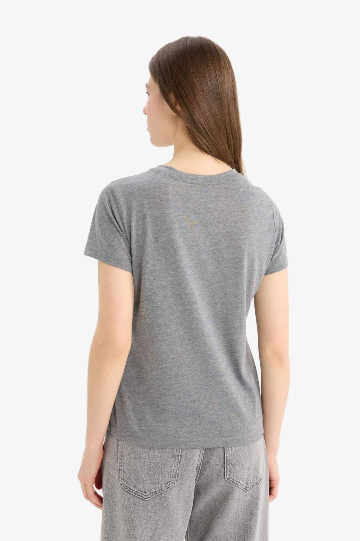 DeFacto-Regular Fit Crew Neck Basic Solid Short Sleeve T-Shirt W7299Az25Sp 6