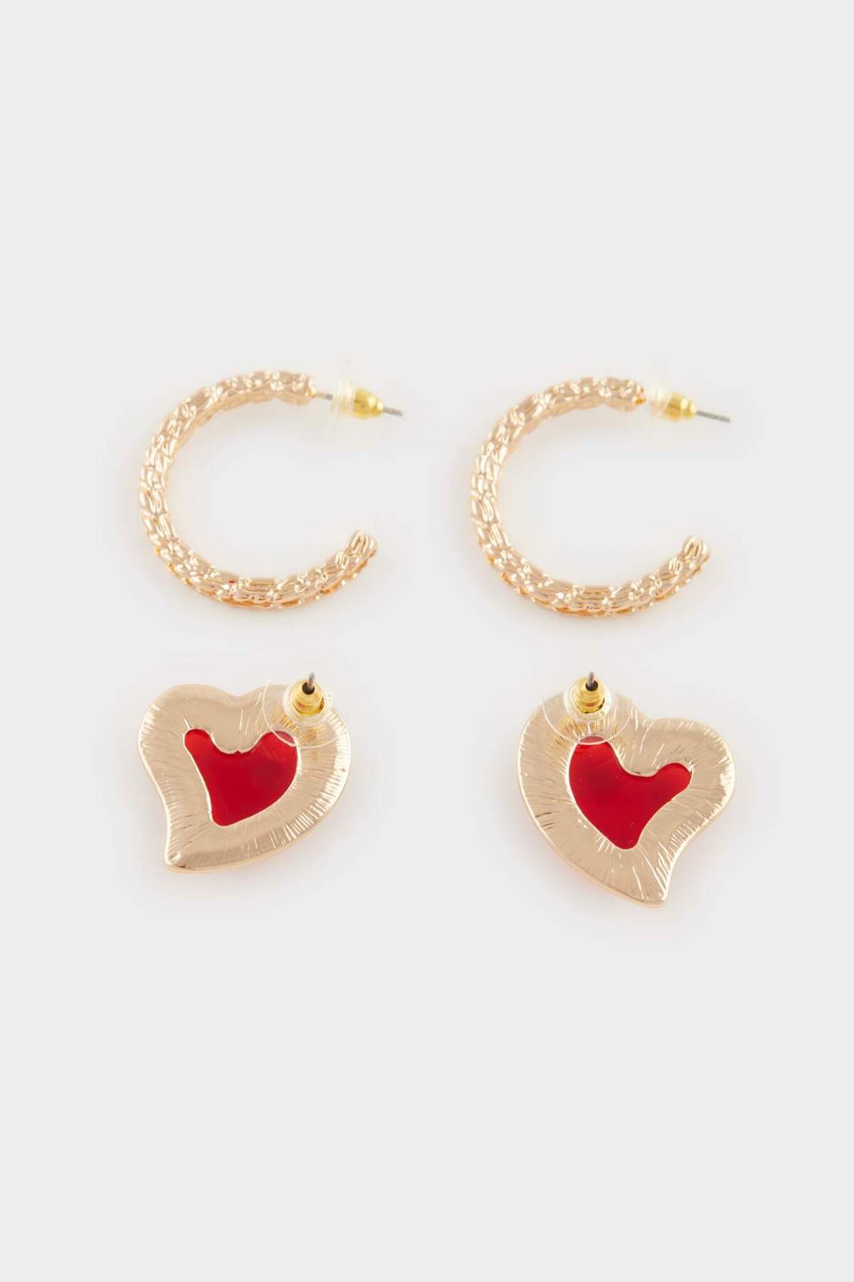 DeFacto-Red Women's Earrings with Heart Pattern - E4042Axns 3