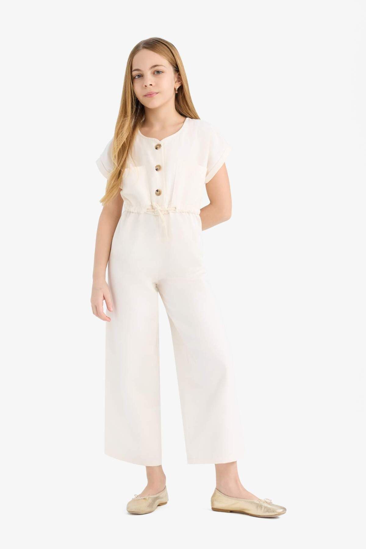 DeFacto-Girl's Gabardine Short Sleeve Jumpsuit D9308A825Sm 2