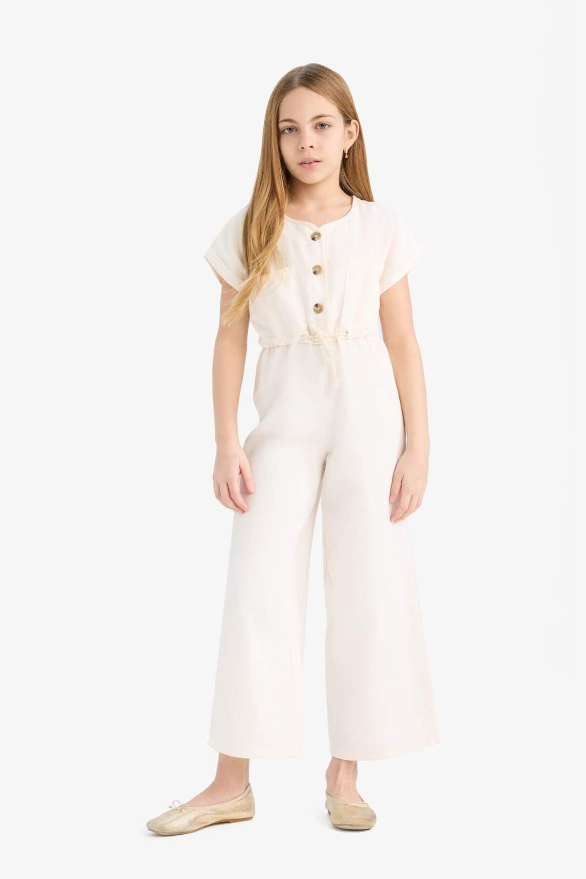 DeFacto-Girl's Gabardine Short Sleeve Jumpsuit D9308A825Sm 1