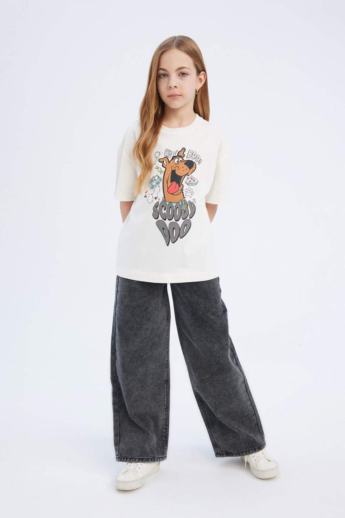 DeFacto-Tricou cu mânecă scurtă pentru fete Scooby Doo oversize cu decolteu lat E0484A825SP 5