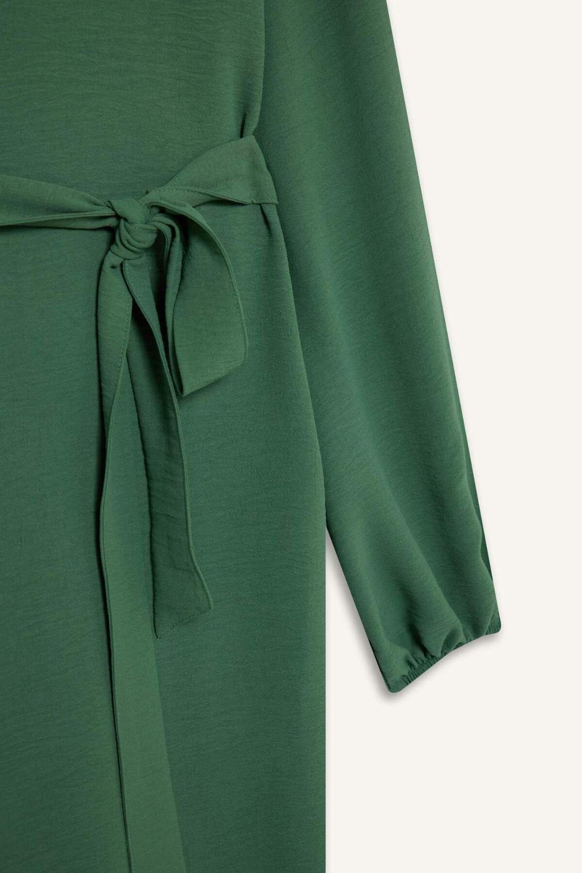 DeFacto-Aerobin-Langarmkleid mit normaler Passform, Rundhalsausschnitt, Midi E5268AX25SP 8