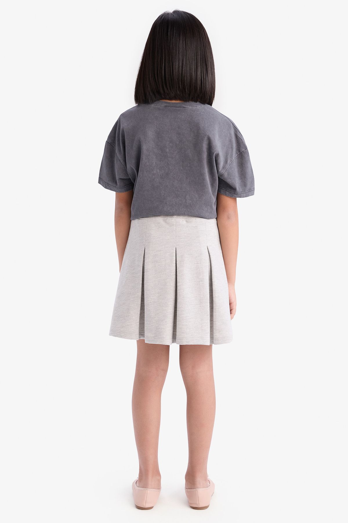 DeFacto-Girls Basic Plain Pleated Skirt E2661A825Sm 5