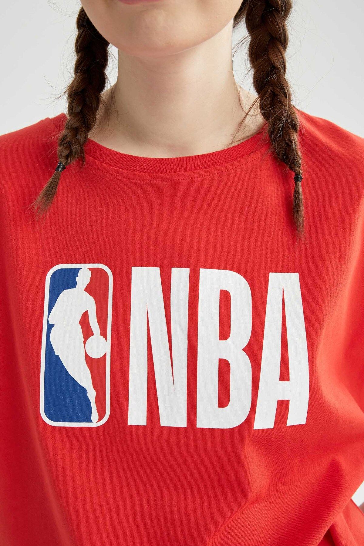 DeFacto-Тениска с къс ръкав DeFactoFit NBA Wordmark Oversize Wide Pattern Print V9082AZ25SP 6