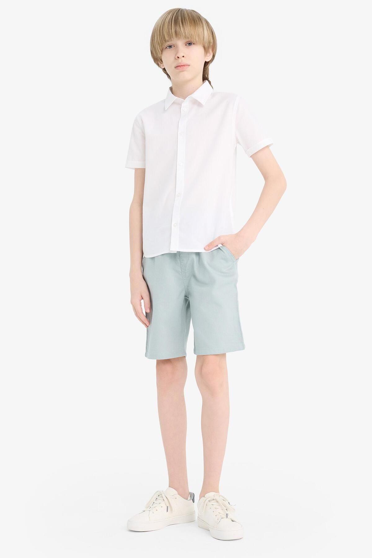 DeFacto-Boy's Elastic Waist Gabardine Shorts E6677A825Hs 4