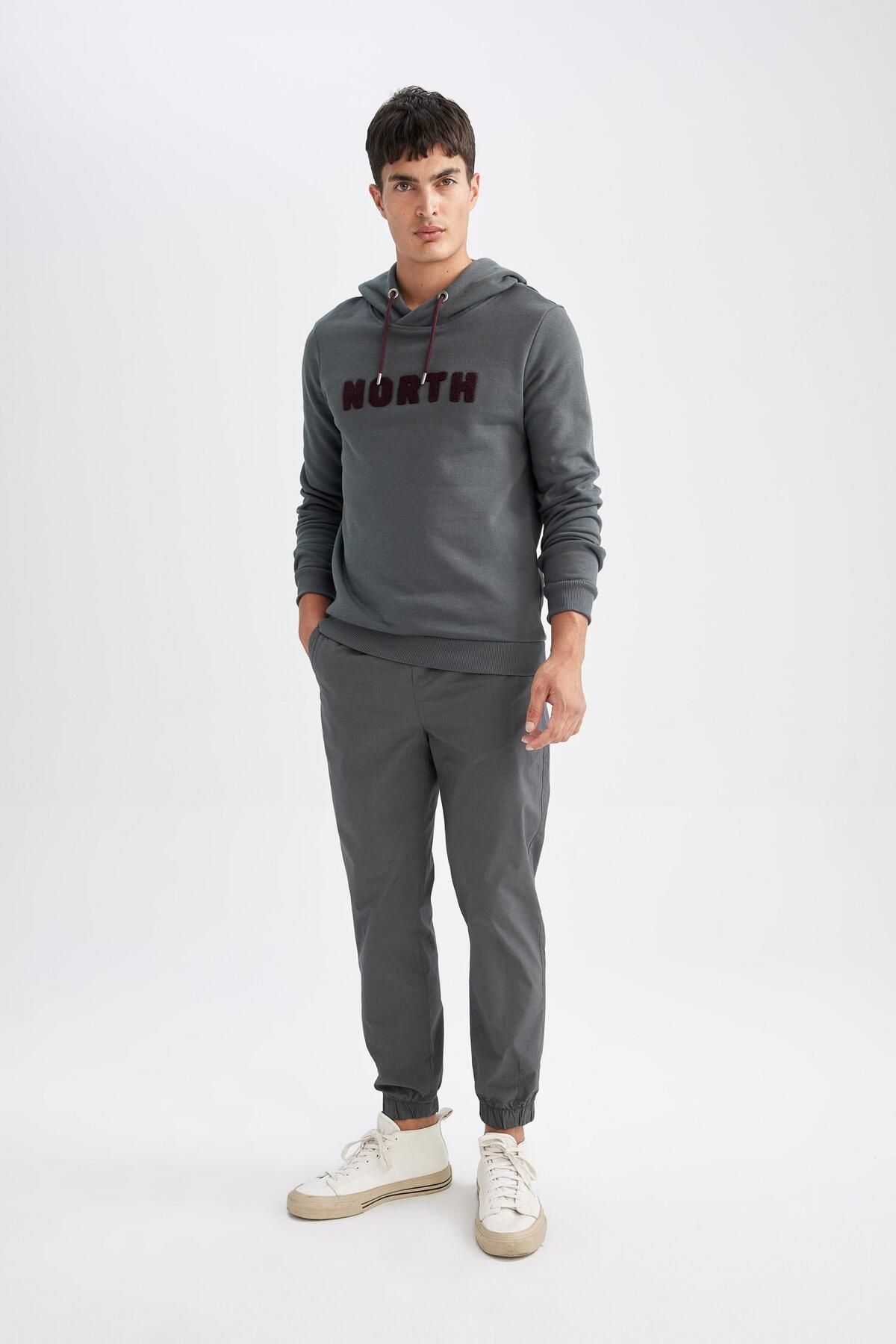DeFacto-Regular Fit Hooded Sweatshirt with Soft Fuzz Inside 2