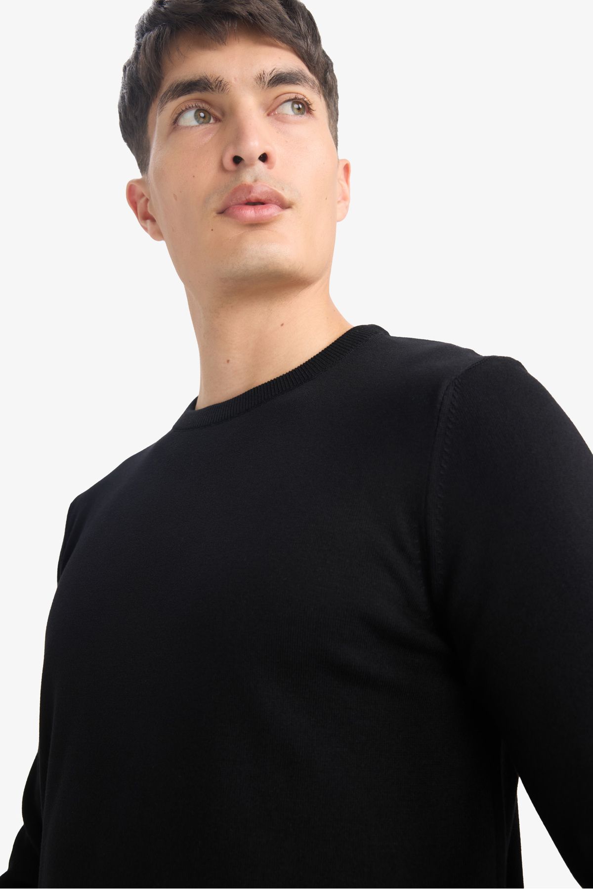 DeFacto-Μαύρο Crew Neck Basic Απλό Πλεκτό Άνετο Πλεκτό Πουλόβερ A5268ax23au 6