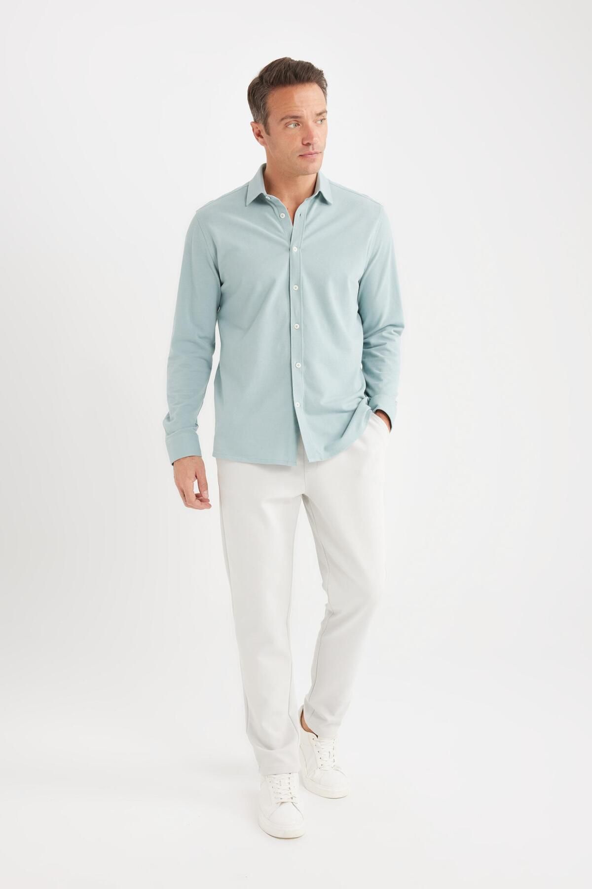 DeFacto-Pantaloni de jogger de bază - talie dreaptă, buzunare cu șireturi, picior drept C6022AX25SP 5