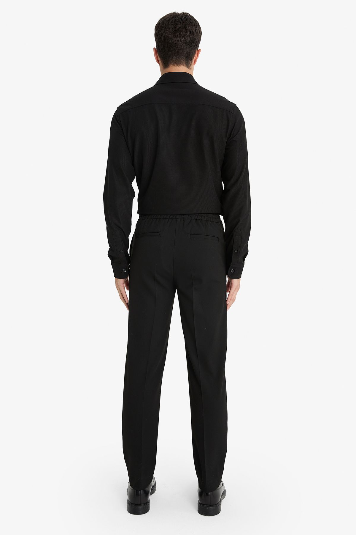 DeFacto-Pantaloni de jogger din țesătură de vară, talie cu șireturi, elastic, picior drept, elastic în toate direcțiile cu buzunare A9943ax24au 7
