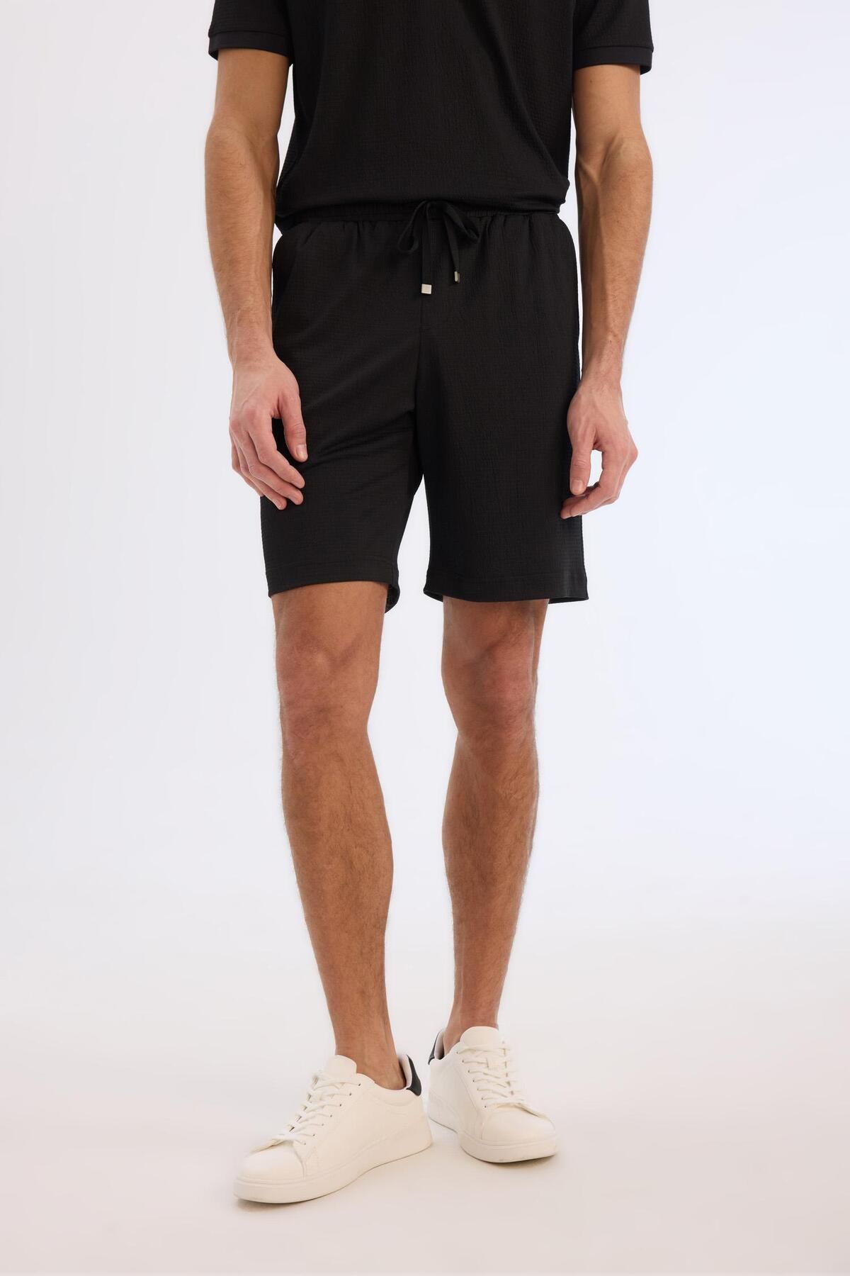DeFacto-Regular Fit All-Way Stretch Crinkle Bermuda Shorts E0980Ax25Sm 5