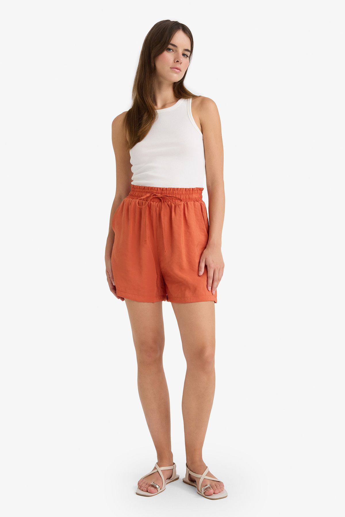 DeFacto-Pantaloni scurți cu talie înaltă elastică cu picioare drepte F0487ax25sm 3